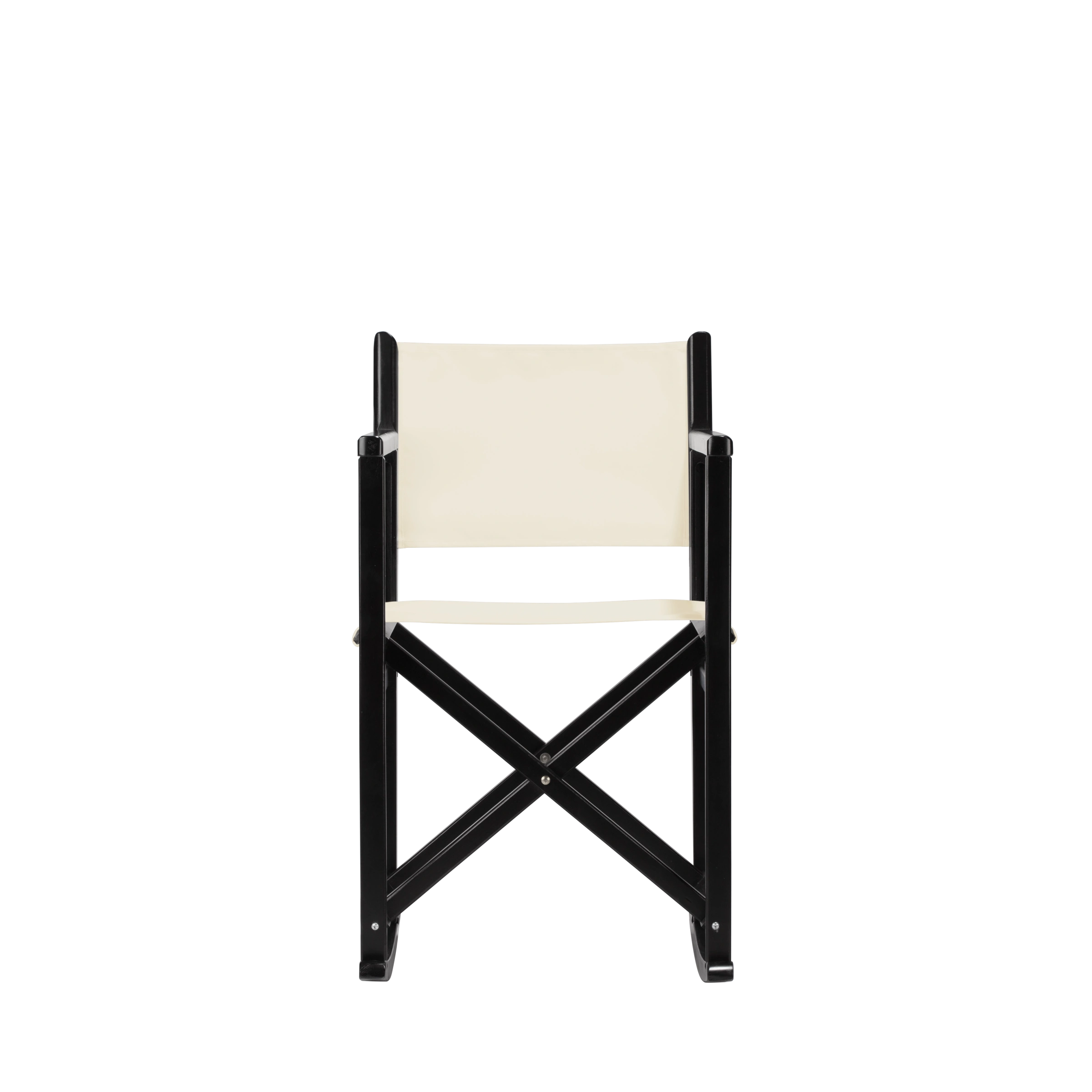 Schaukelstuhl Helmut aus schwarzem Buchenholz mit naturfarbenem Bezug, Frontalansicht
#Swing | Set (Farbe)_natur