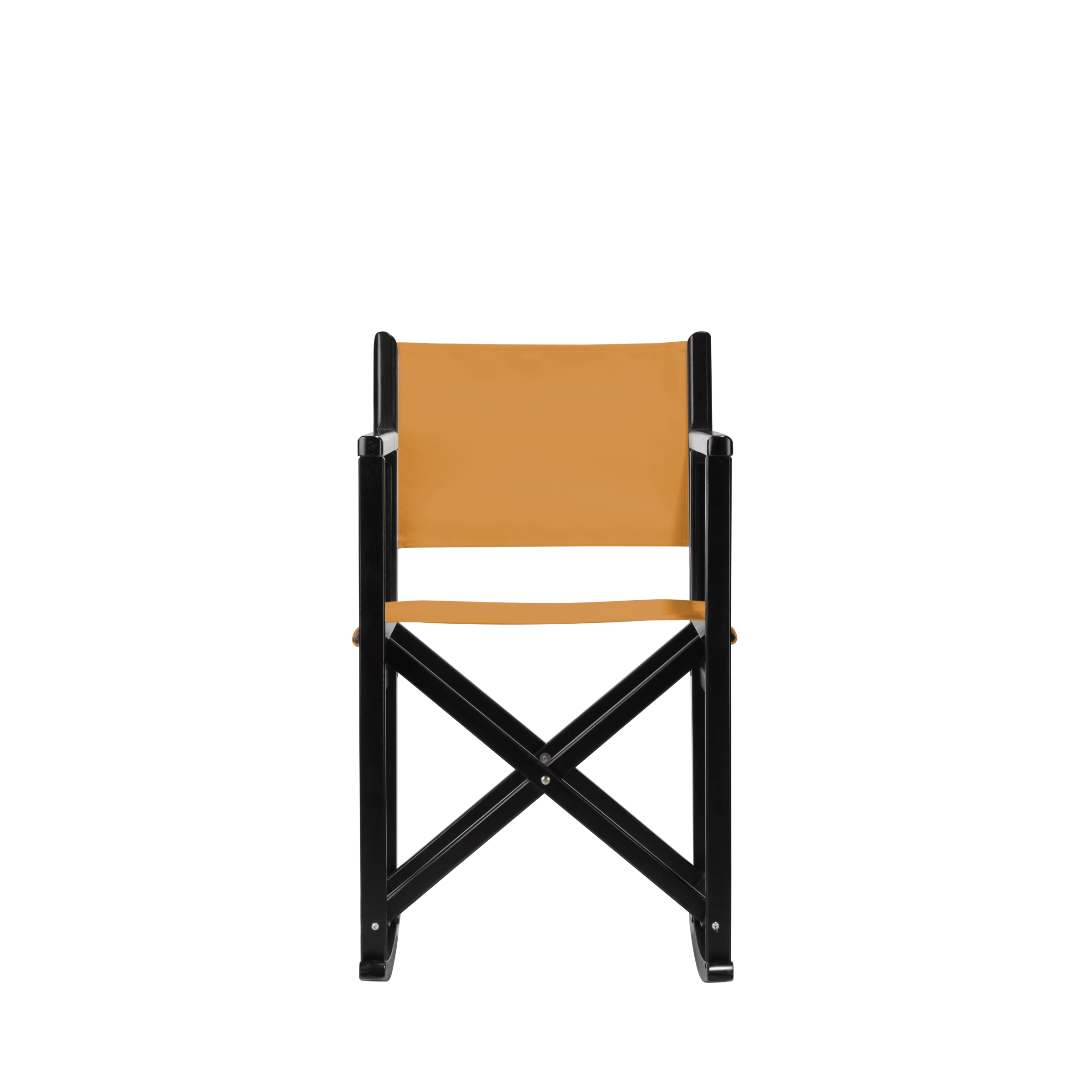 Schaukelstuhl Helmut aus schwarzem Buchenholz mit Bezug in ocker, Frontalansicht
#Swing | Set (Farbe)_ocker