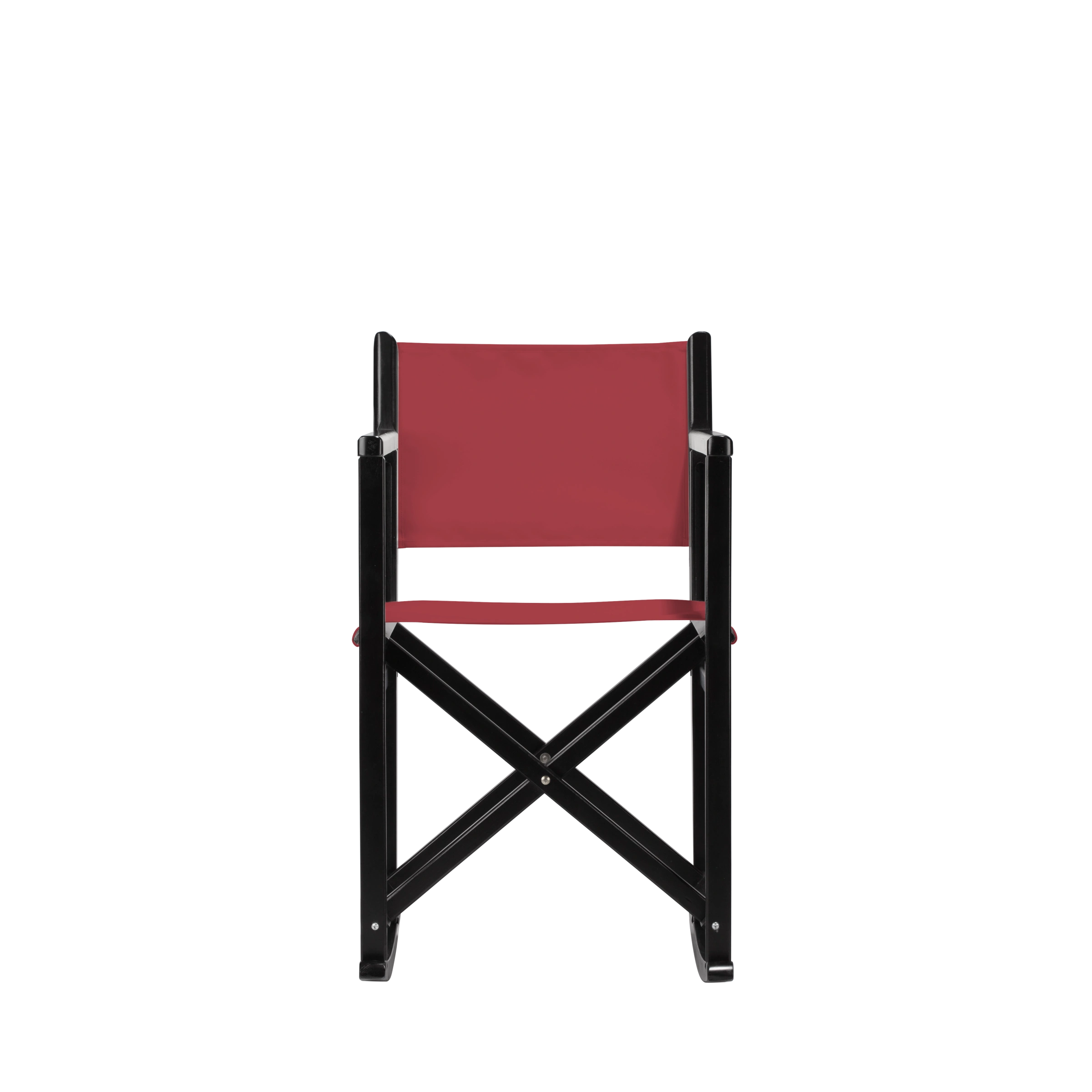 Schaukelstuhl Helmut aus schwarzem Buchenholz mit rotem Bezug, Frontalansicht
#Swing | Set (Farbe)_rot