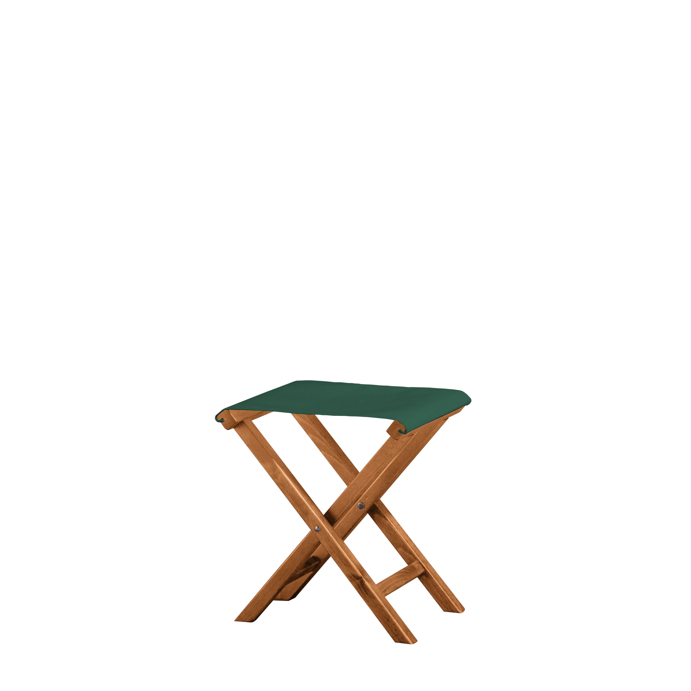 Beistellhocker Wim aus brandyfarbenem Buchenholz mit dunkelgrünem Bezug, Seitenansicht