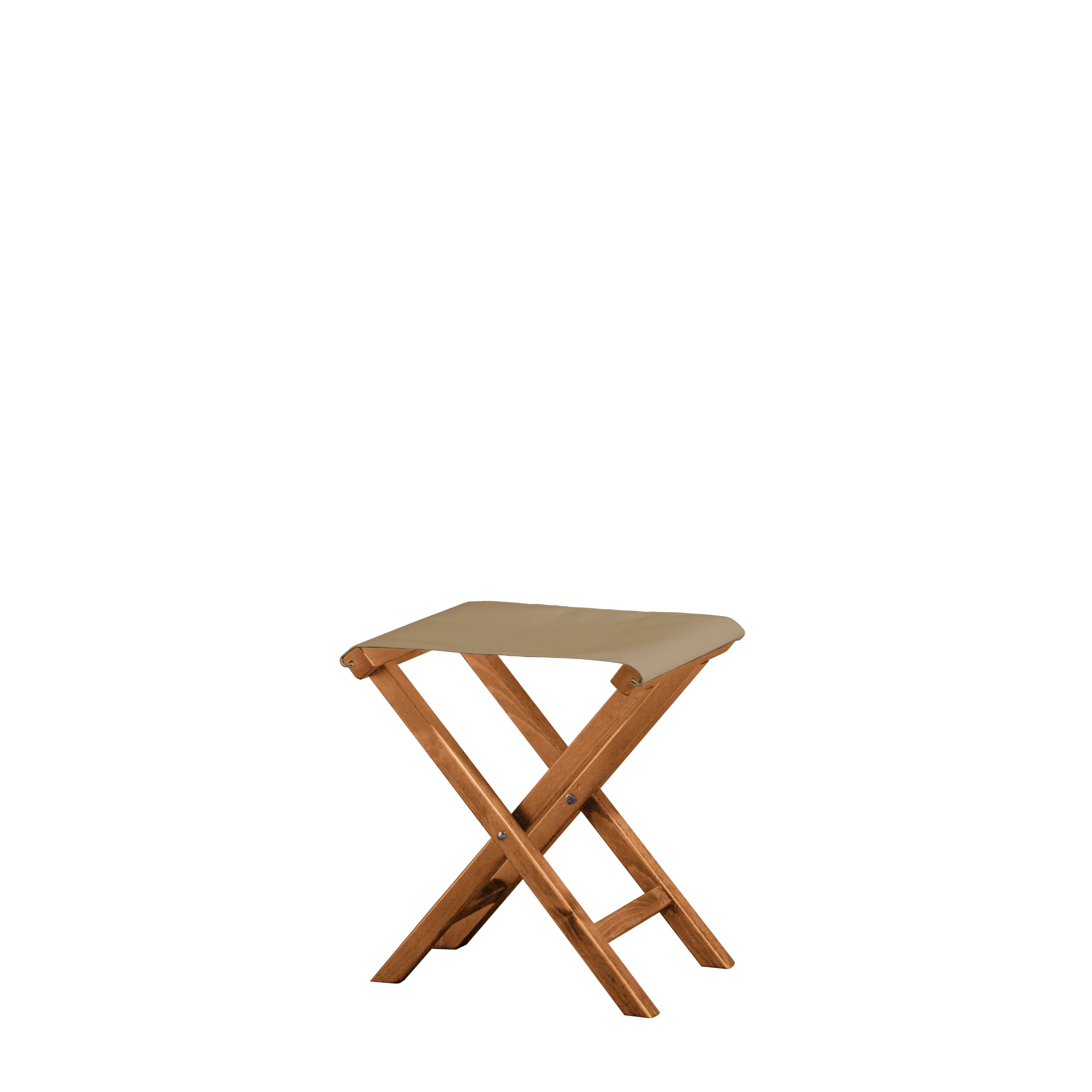 Beistellhocker Wim aus brandyfarbenem Buchenholz mit Bezug in grau-beige, Seitenansicht