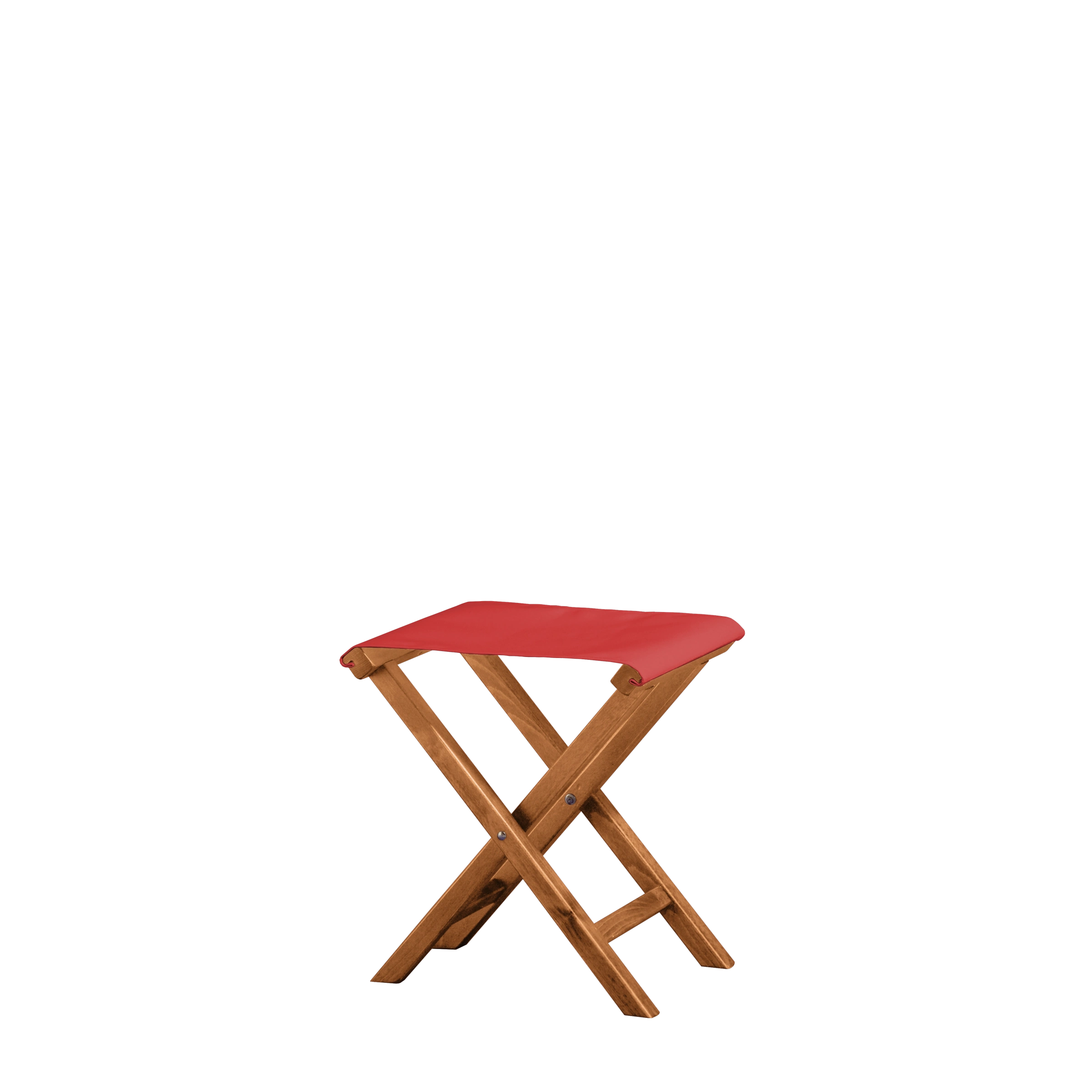Beistellhocker Wim aus brandyfarbenem Buchenholz mit Bezug in rivarot, Seitenansicht