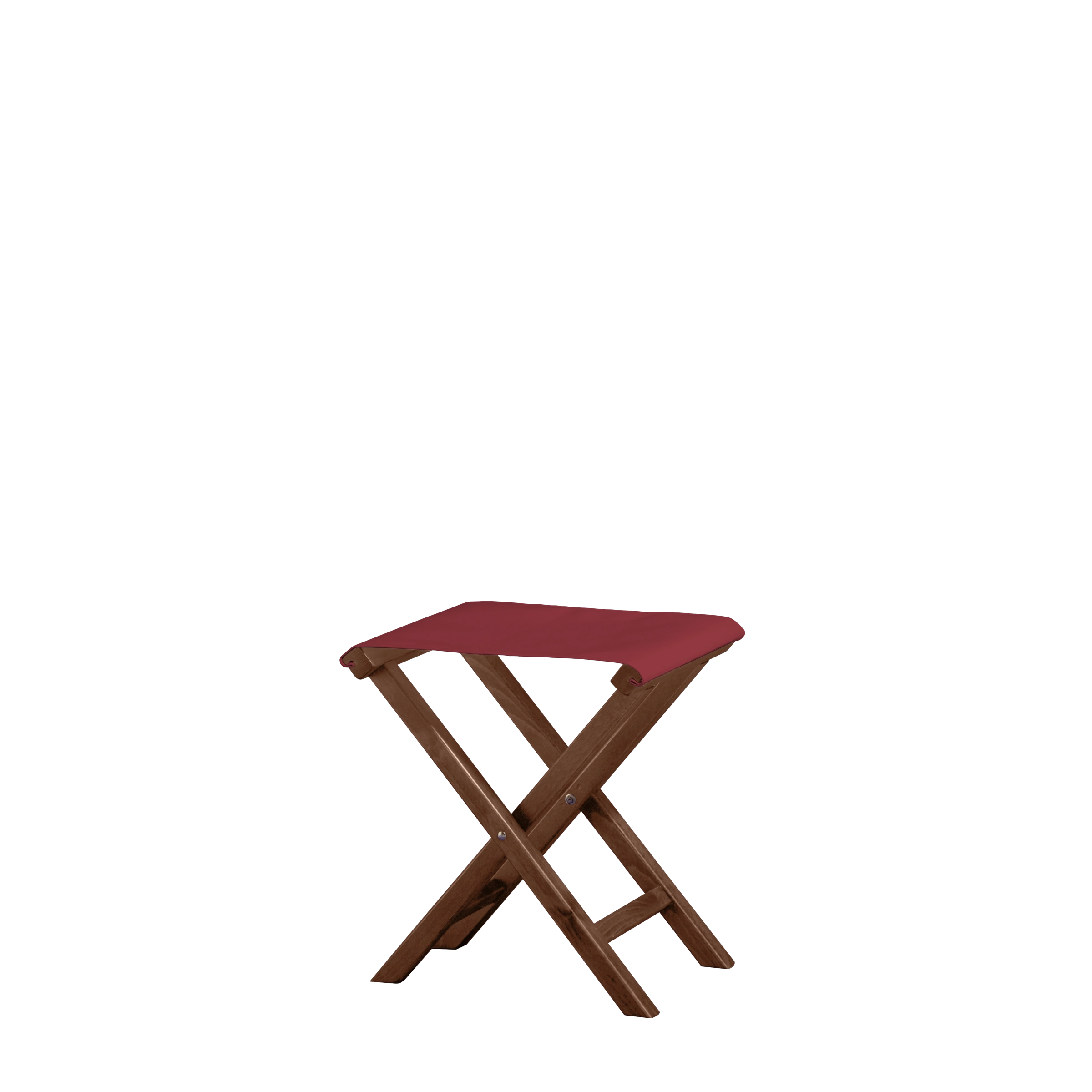 Beistellhocker Wim aus braunem Buchenholz mit Bezug in bordeaux, Seitenansicht
