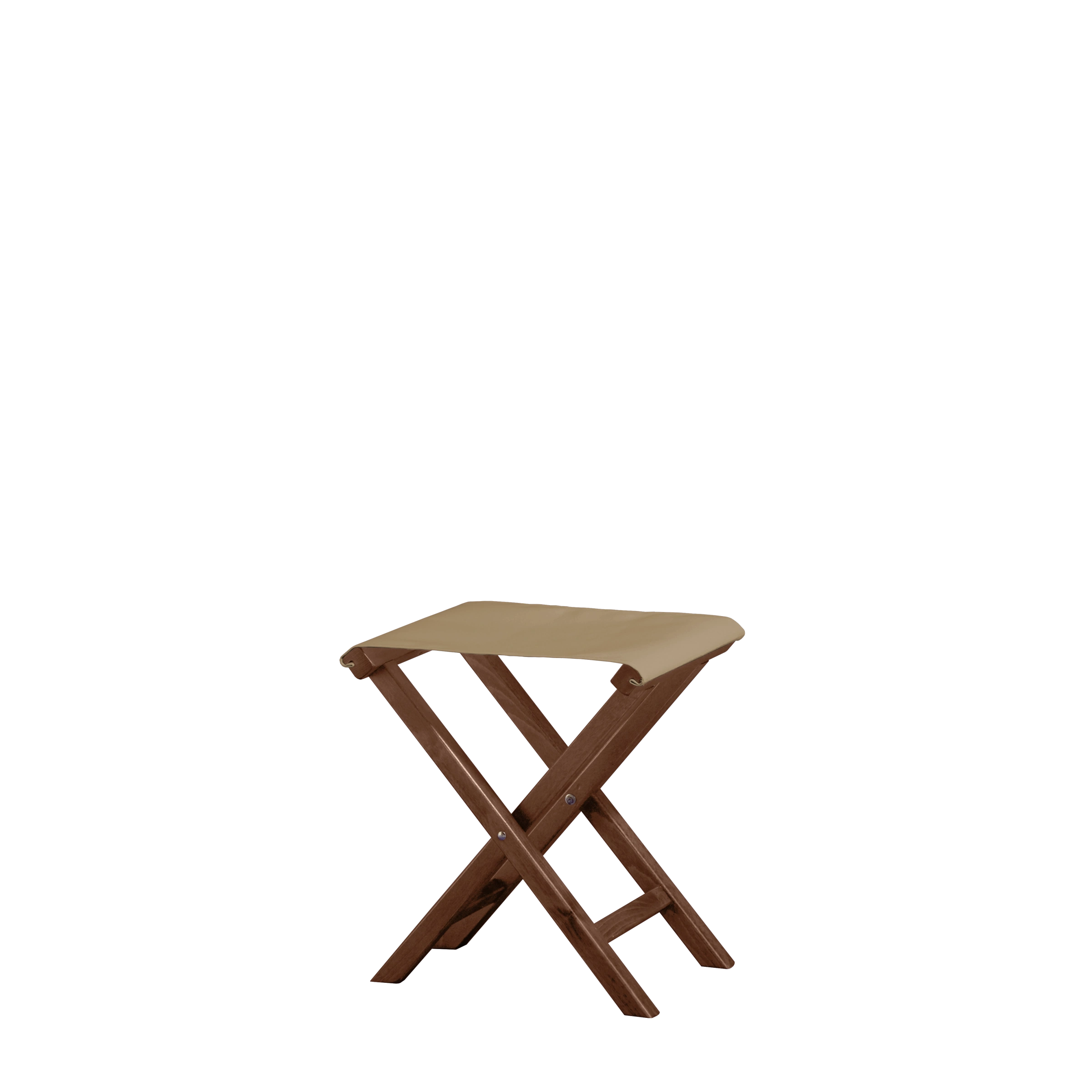 Beistellhocker Wim aus braunem Buchenholz mit Bezug in grau-beige, Seitenansicht