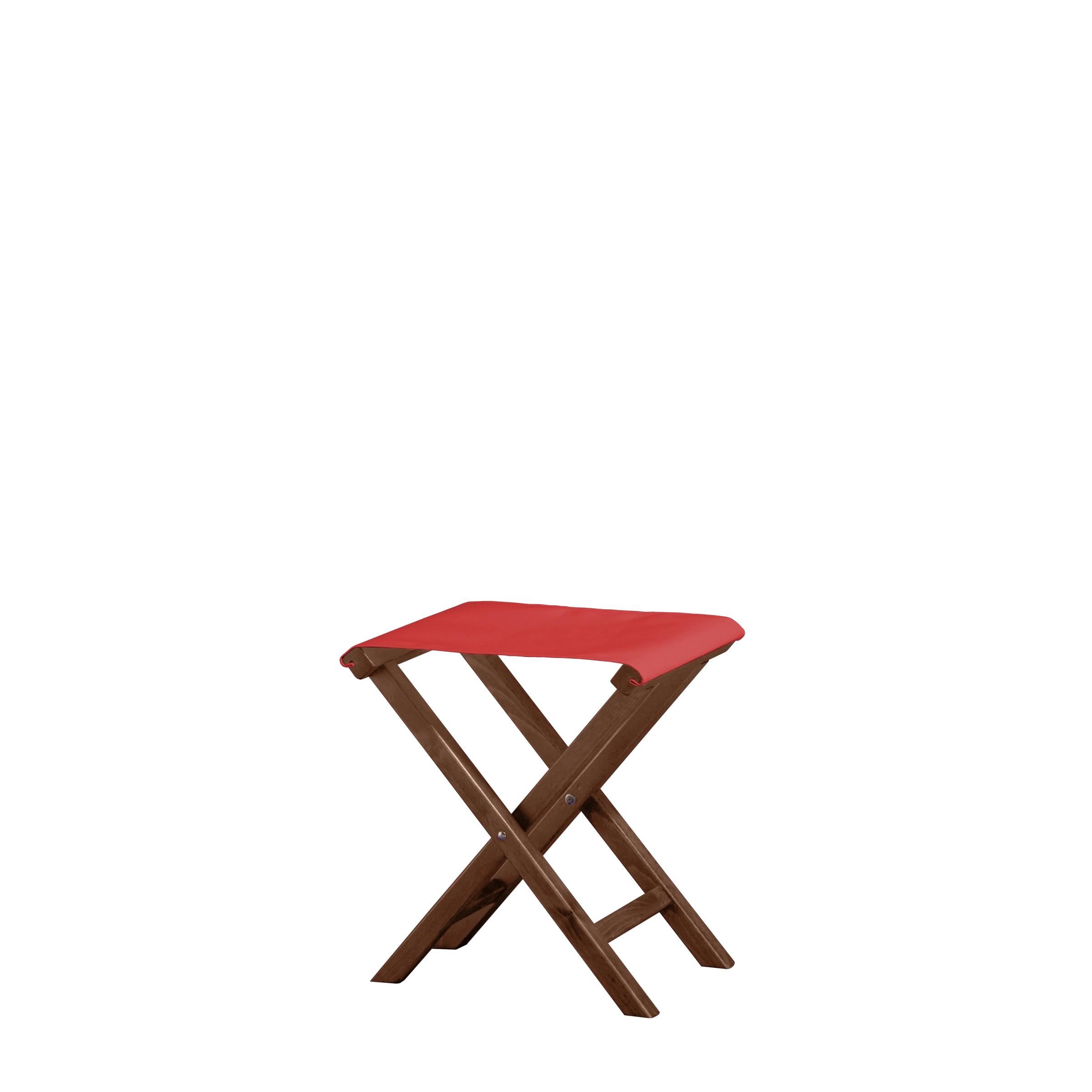 Beistellhocker Wim aus braunem Buchenholz mit Bezug in rivarot, Seitenansicht