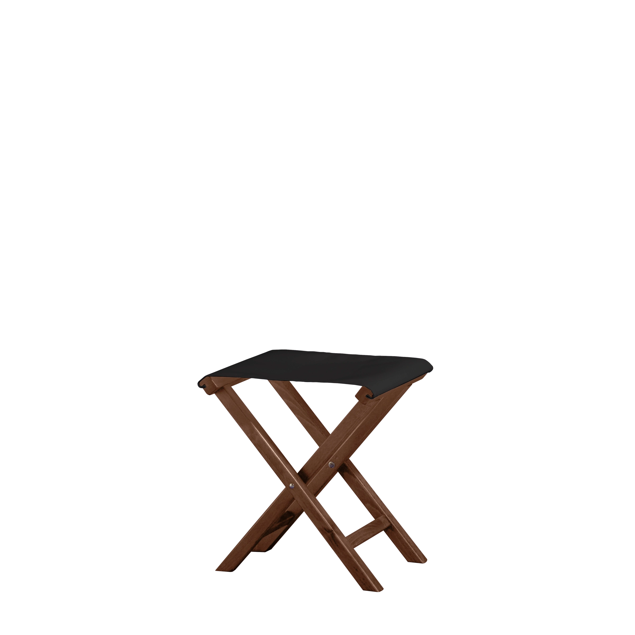 Beistellhocker Wim aus braunem Buchenholz mit schwarzem Bezug, Seitenansicht