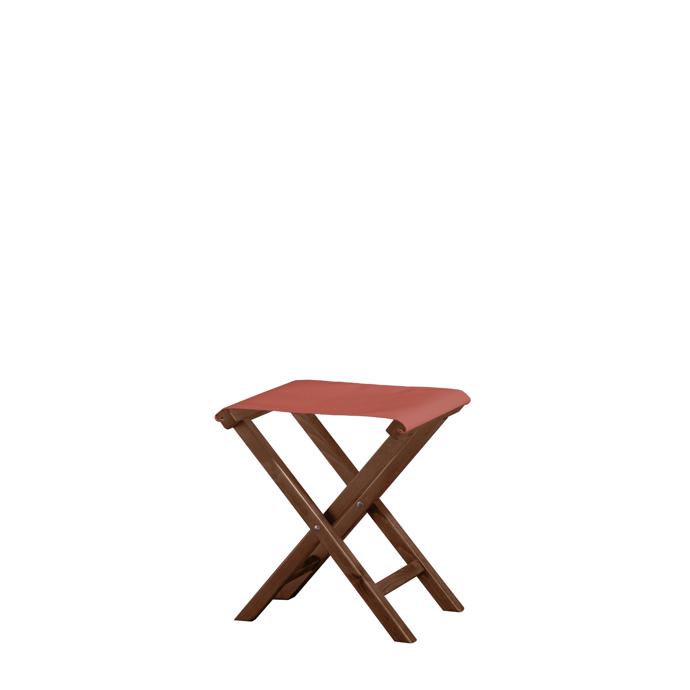 Beistellhocker Wim aus braunem Buchenholz mit Bezug in terracotta, Seitenansicht