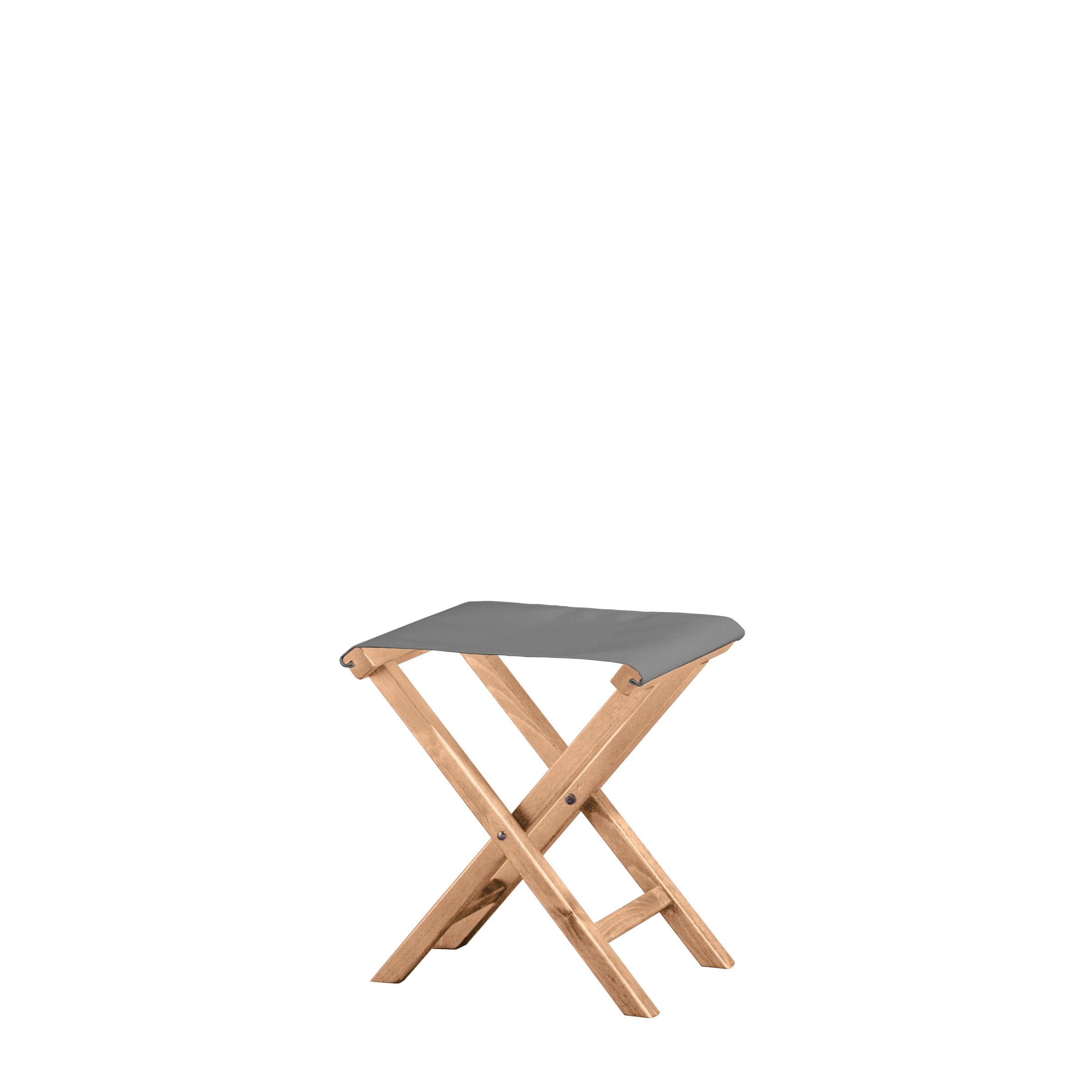 Beistellhocker Wim aus naturfarbenem Buchenholz mit anthrazitem Bezug, Seitenansicht