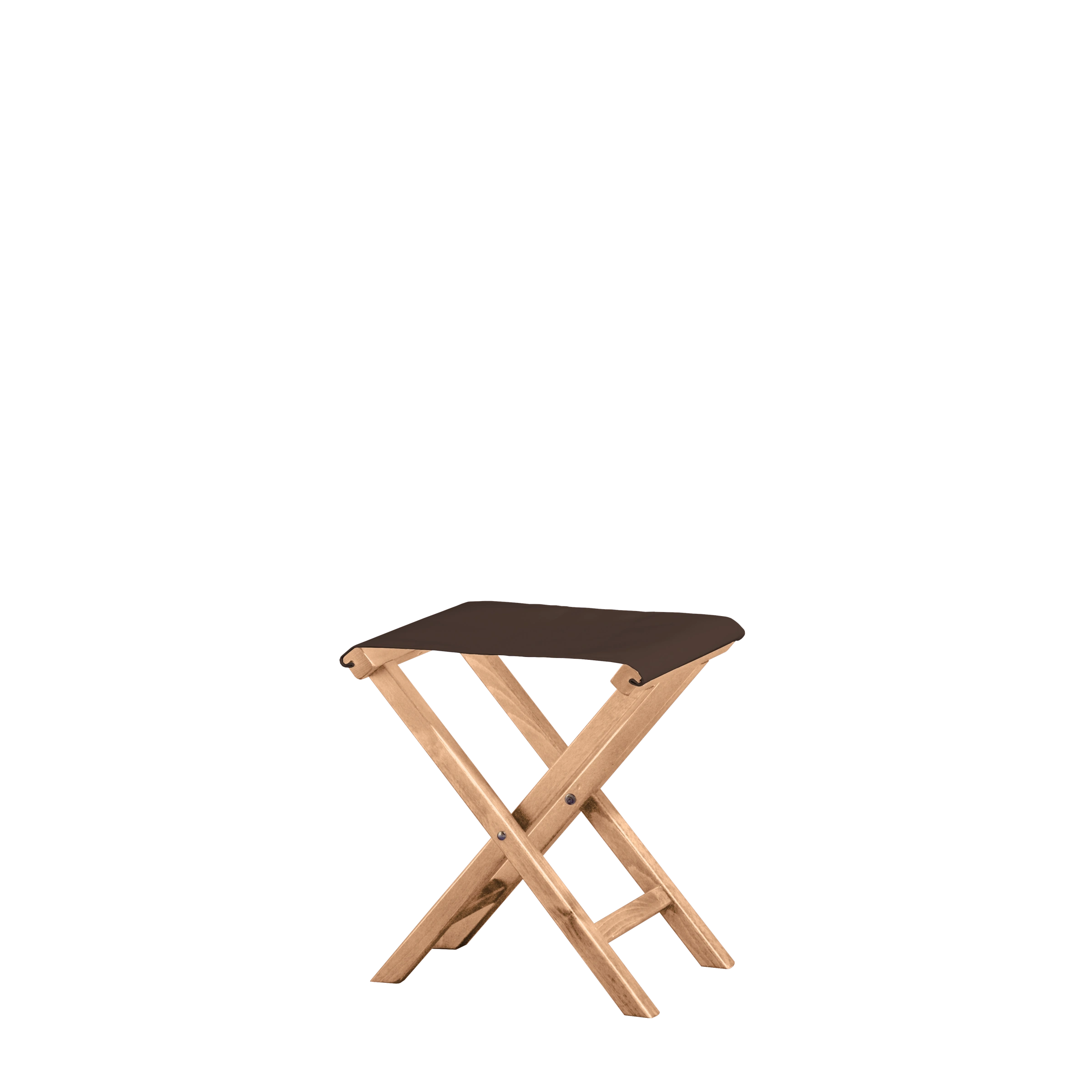 Beistellhocker Wim aus naturfarbenem Buchenholz mit Bezug in caffé, Seitenansicht