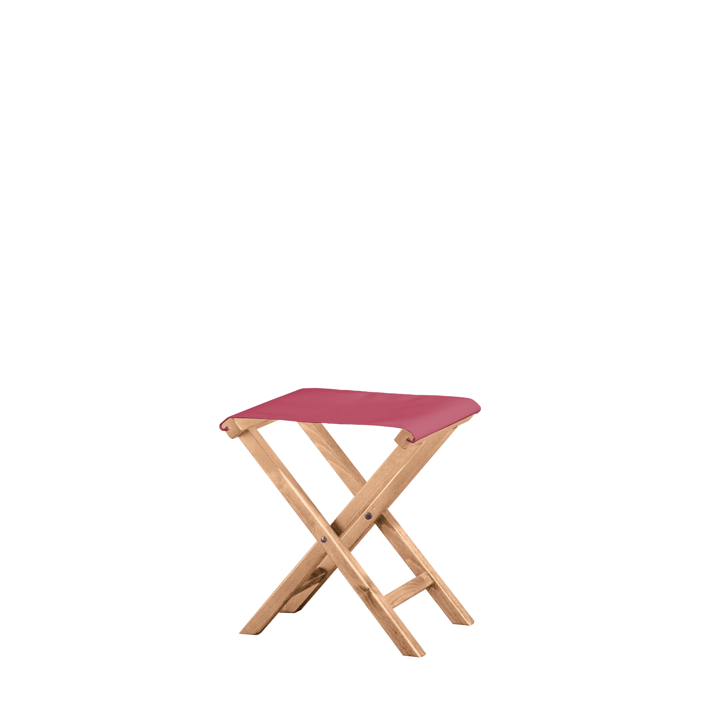 Beistellhocker Wim aus naturfarbenem Buchenholz mit Bezug in fuchsia, Seitenansicht