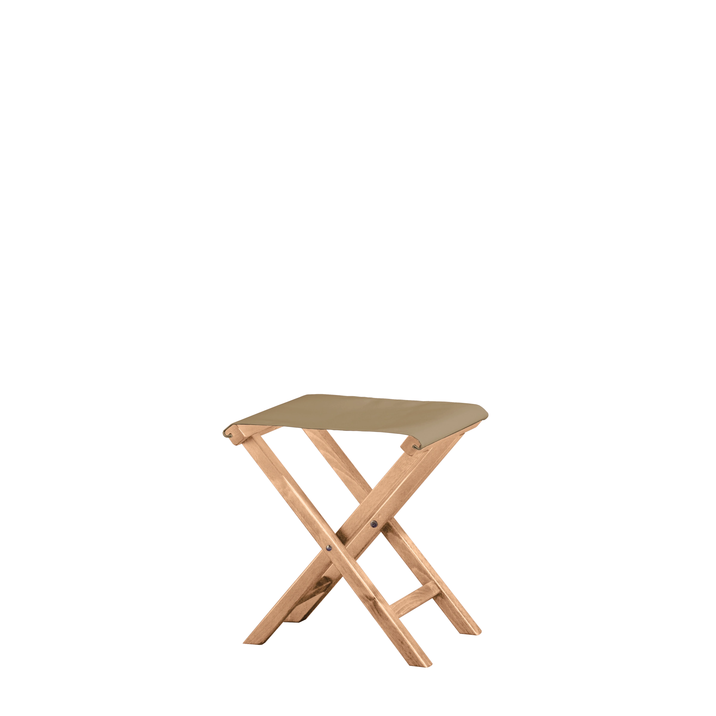 Beistellhocker Wim aus naturfarbenem Buchenholz mit Bezug in grau-beige, Seitenansicht