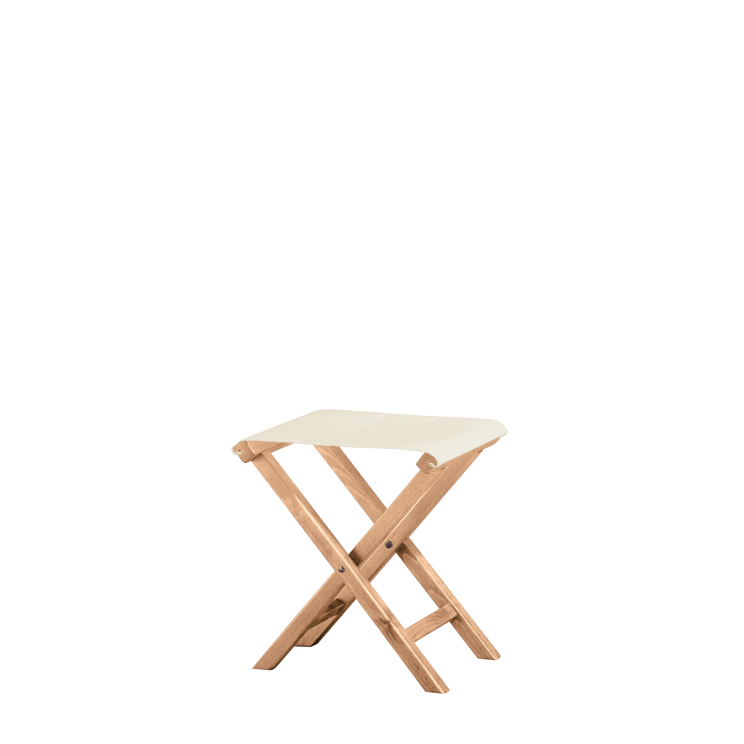 Beistellhocker Wim aus naturfarbenem Buchenholz mit naturfarbenem Bezug, Seitenansicht