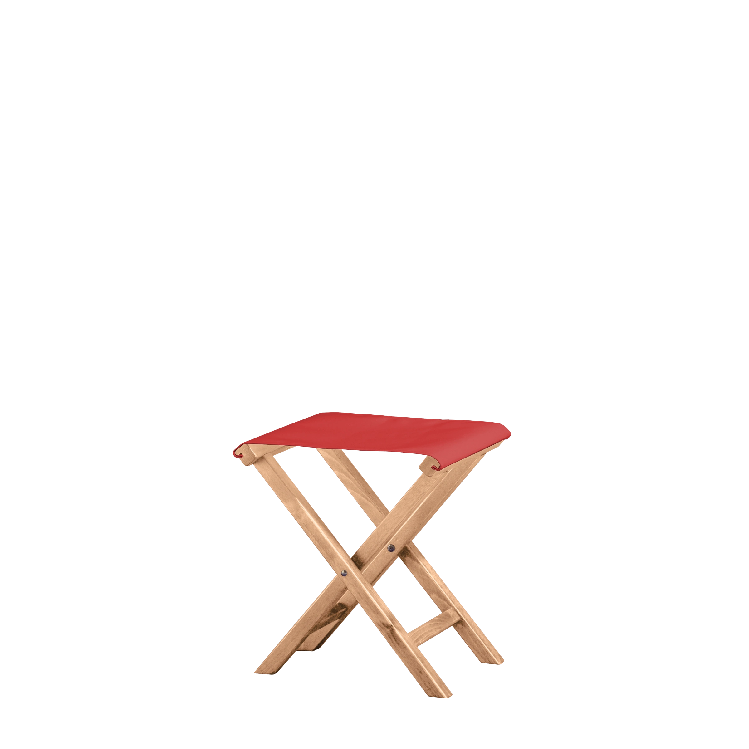 Beistellhocker Wim aus naturfarbenem Buchenholz mit Bezug in rivarot, Seitenansicht