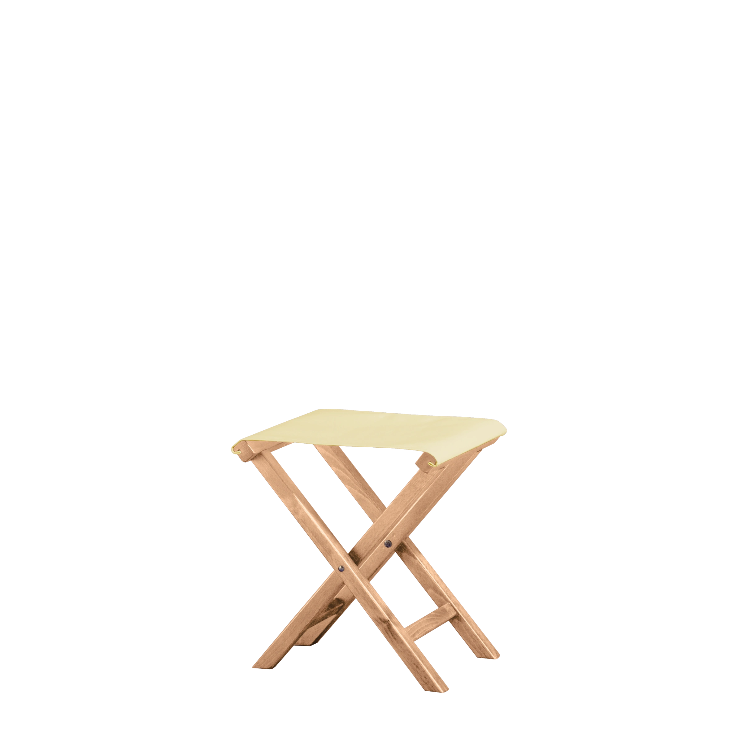 Beistellhocker Wim aus naturfarbenem Buchenholz mit Bezug in vanille, Seitenansicht