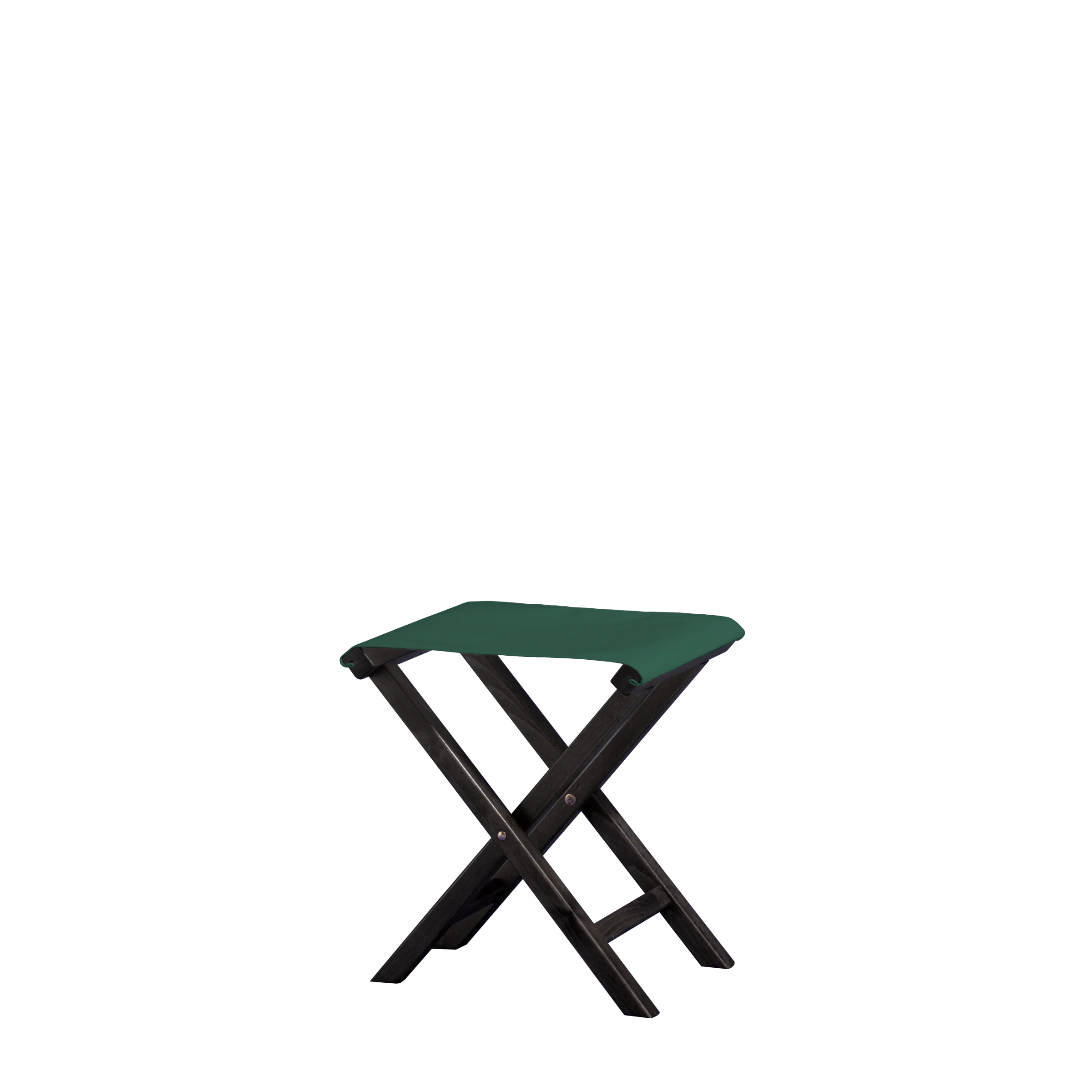 Beistellhocker Wim aus schwarzem Buchenholz mit dunkelgrünem Bezug, Seitenansicht