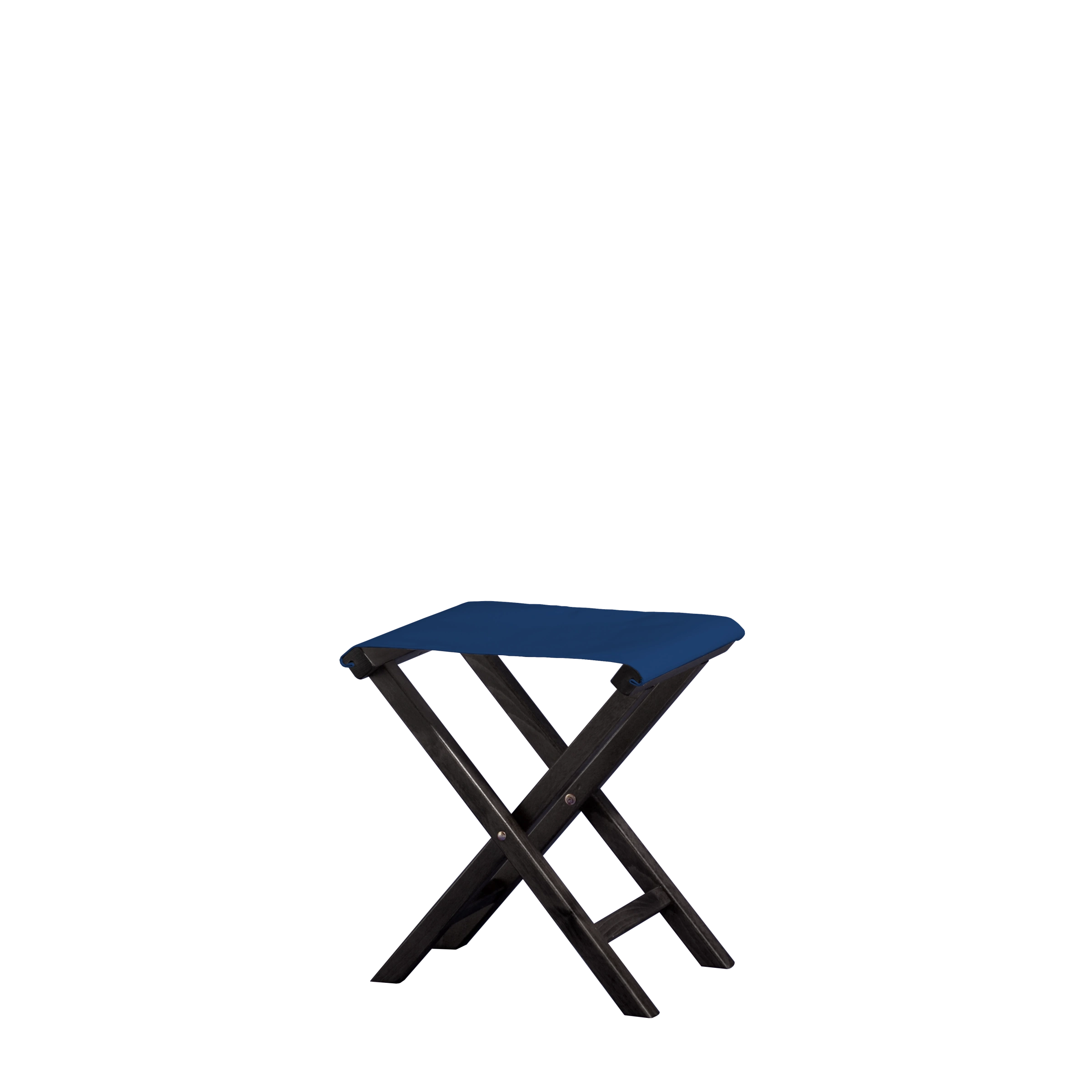 Beistellhocker Wim aus schwarzem Buchenholz mit Bezug in marine, Seitenansicht