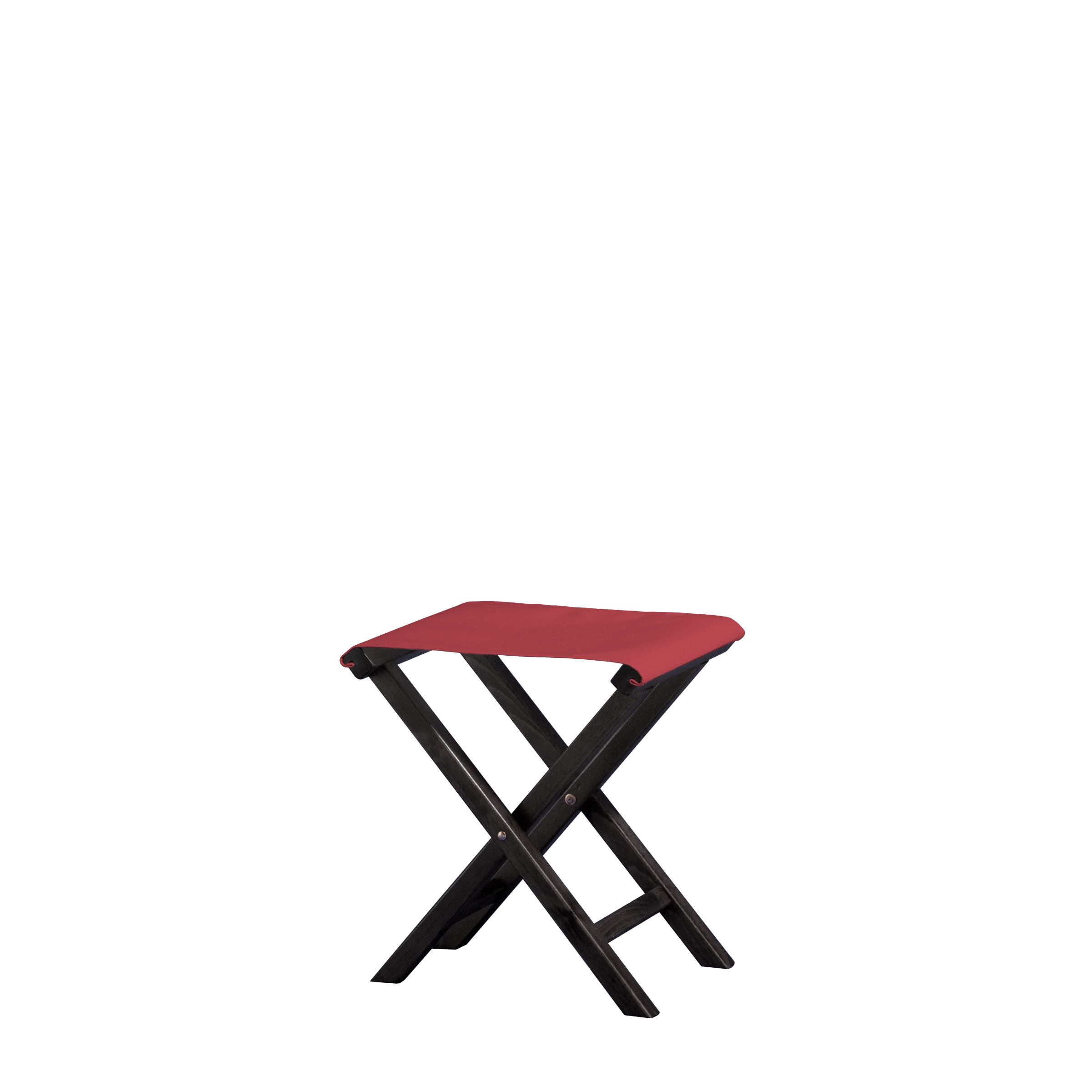 Beistellhocker Wim aus schwarzem Buchenholz mit rotem Bezug, Seitenansicht