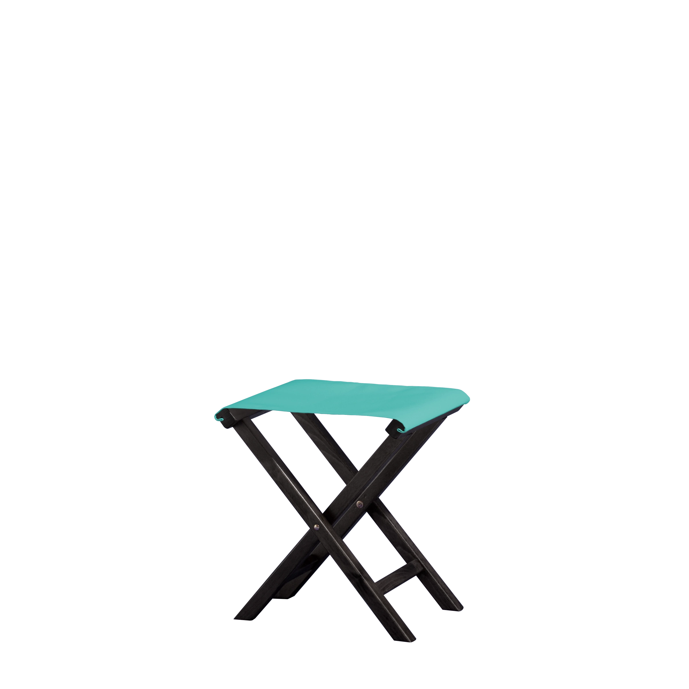 Beistellhocker Wim aus schwarzem Buchenholz mit türkisem Bezug, Seitenansicht