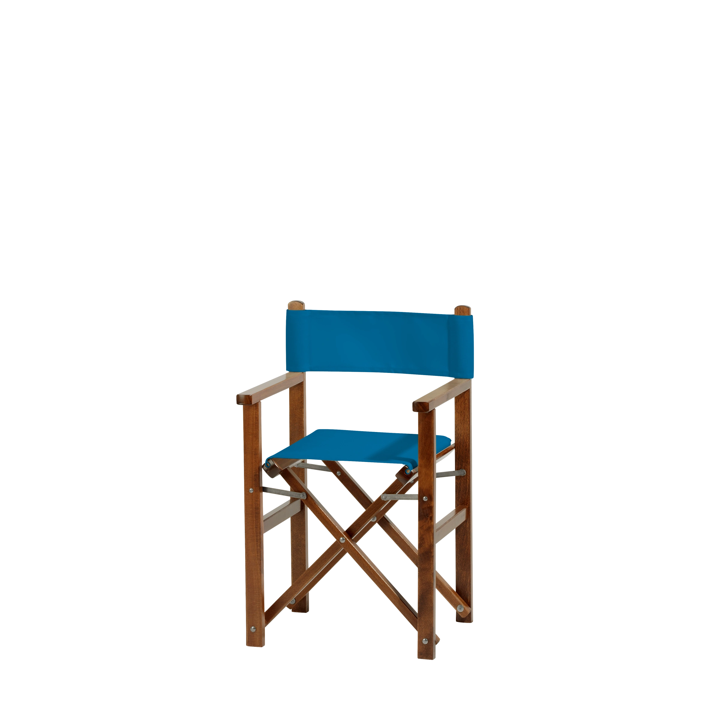 Kinderstuhl Nanni aus braunem Buchenholz mit blauem Bezug, Seitenansicht
#Mini | Set (Farbe)_blau