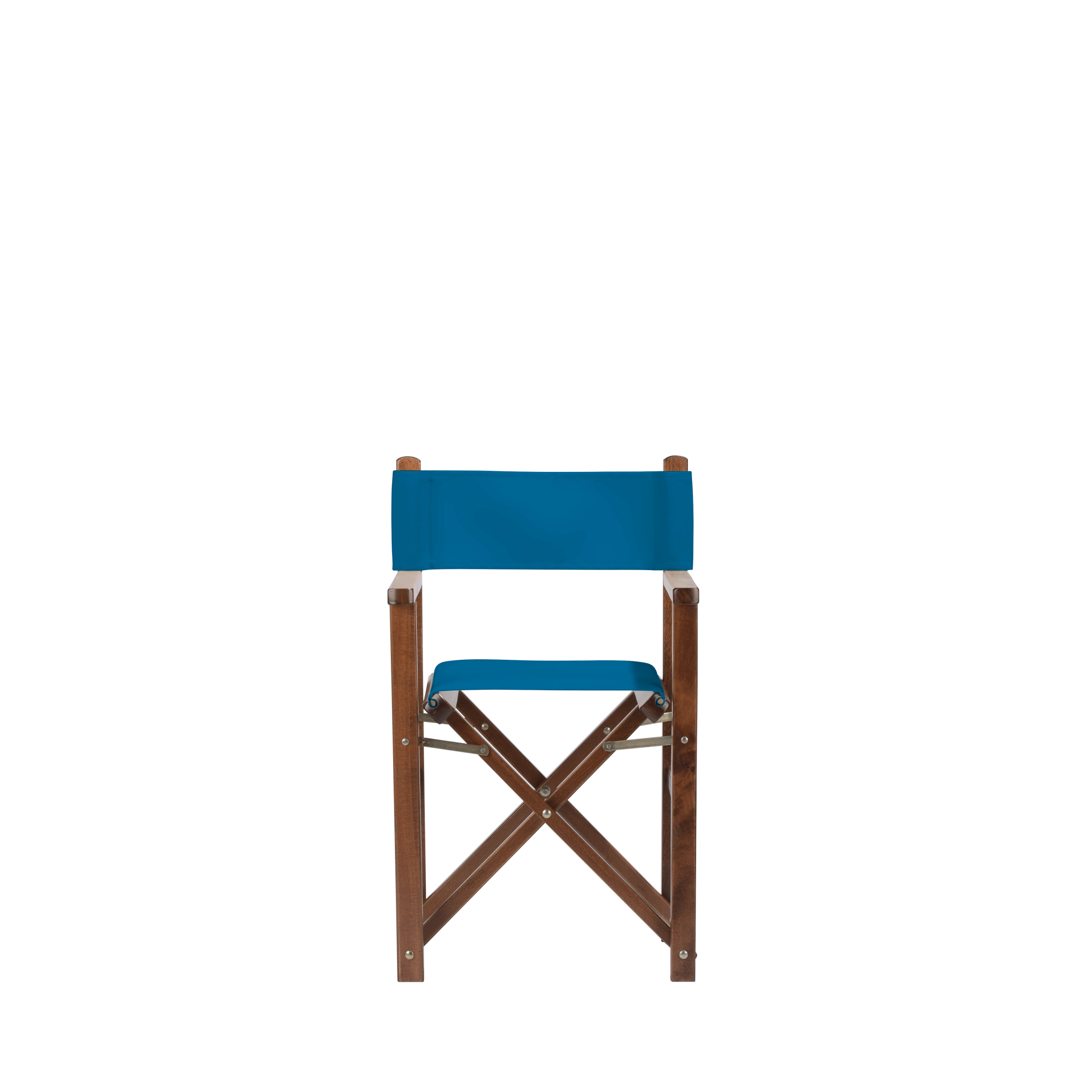 Kinderstuhl Nanni aus braunem Buchenholz mit blauem Bezug, Frontalansicht
#Mini | Set (Farbe)_blau