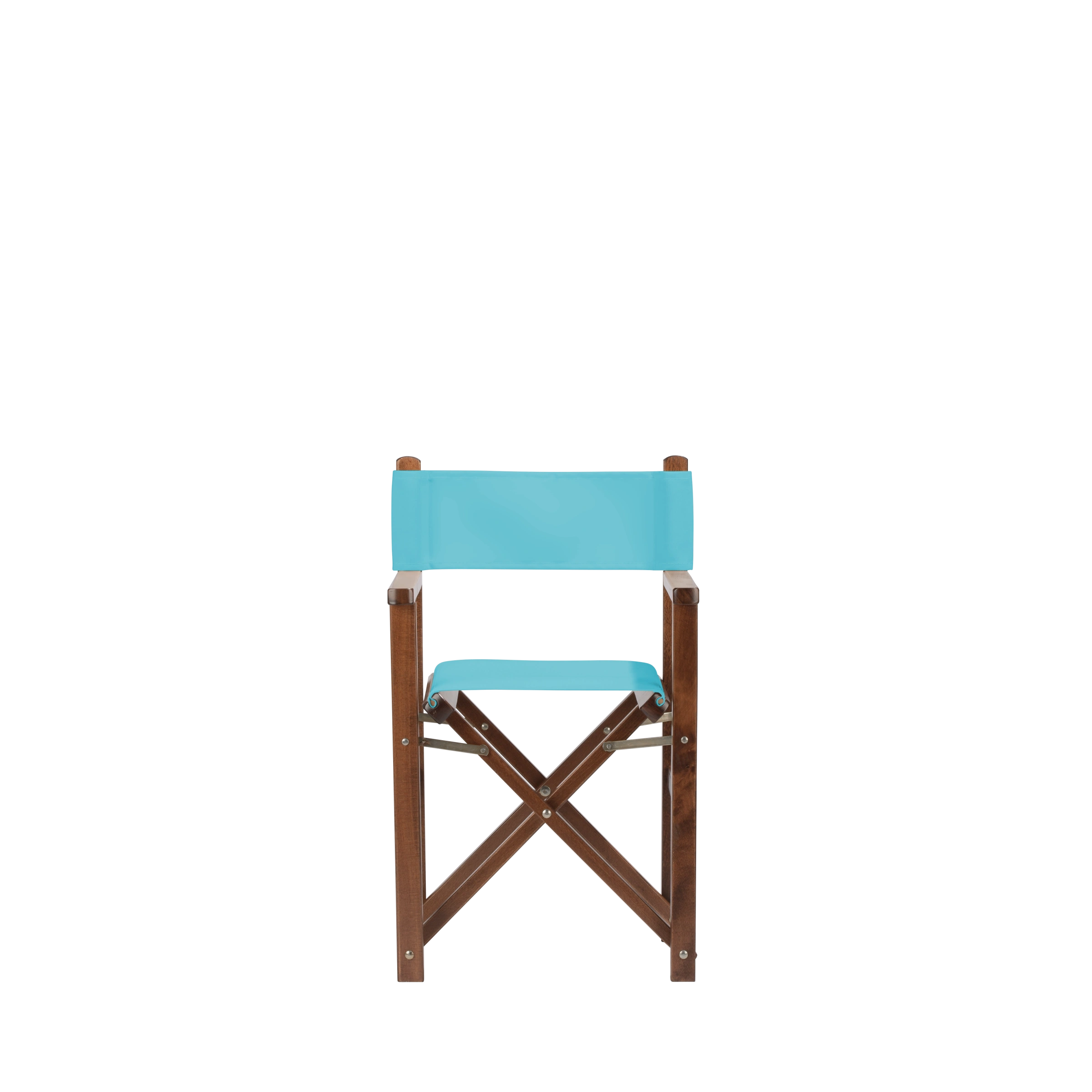 Kinderstuhl Nanni aus braunem Buchenholz mit hellblauem Bezug, Frontalansicht
#Mini | Set (Farbe)_hellblau