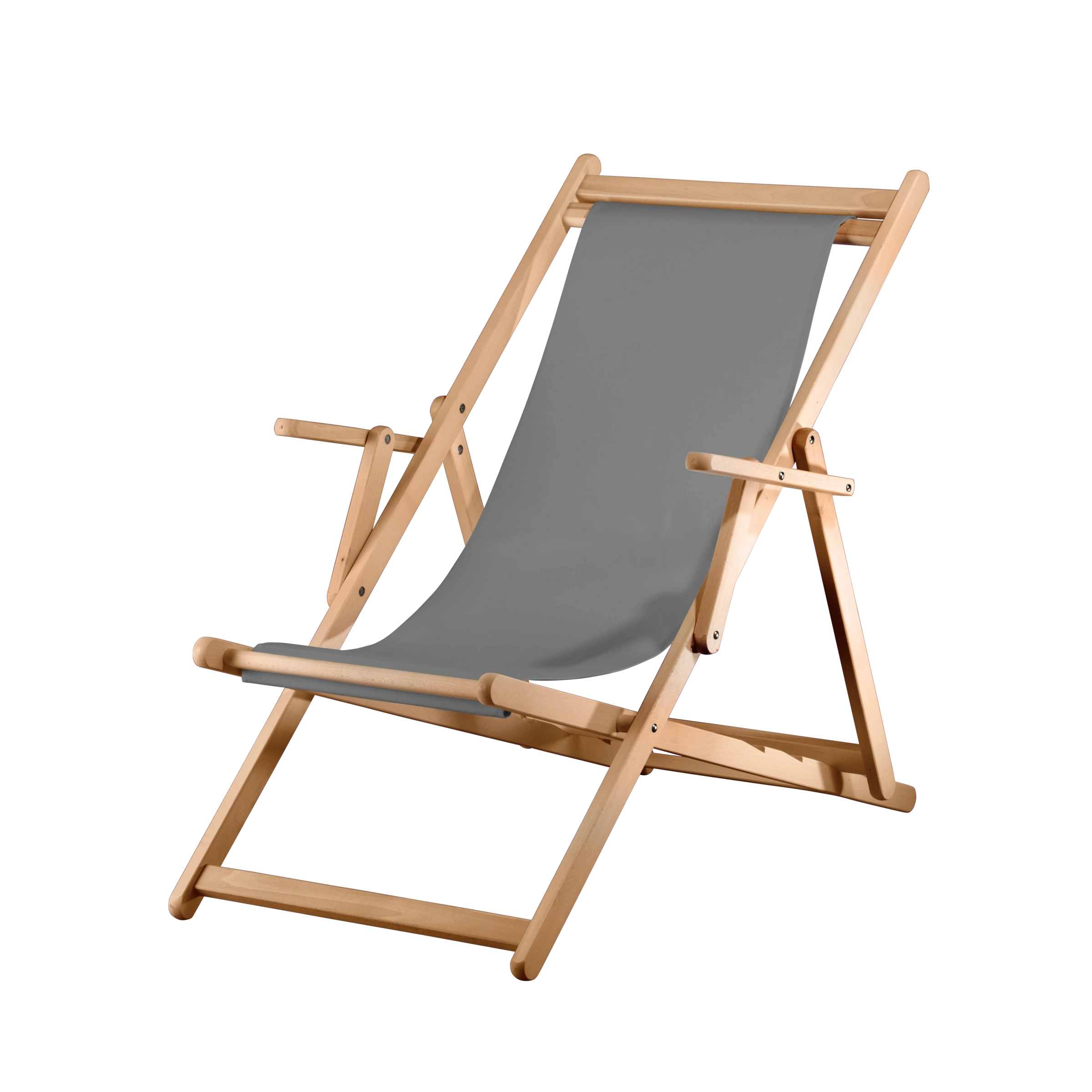 Liegestuhl Charly aus natur geöltem Buchenholz mit anthrazitem Bezug, Seitenansicht
#Classic | Liegefläche (Farbe)_anthrazit