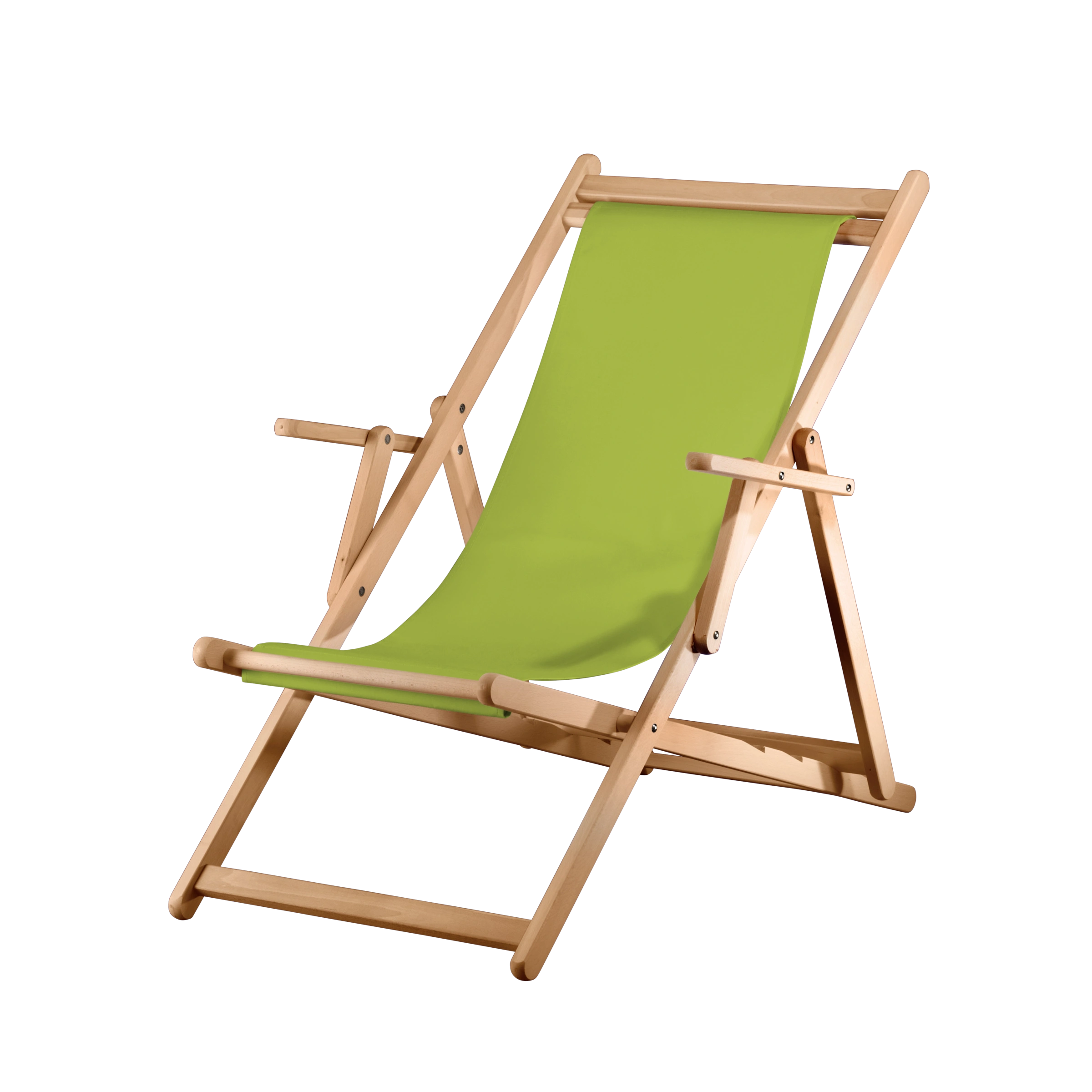 Liegestuhl Charly aus natur geöltem Buchenholz mit hellgrünem Bezug, Seitenansicht
#Classic | Liegefläche (Farbe)_hellgrün