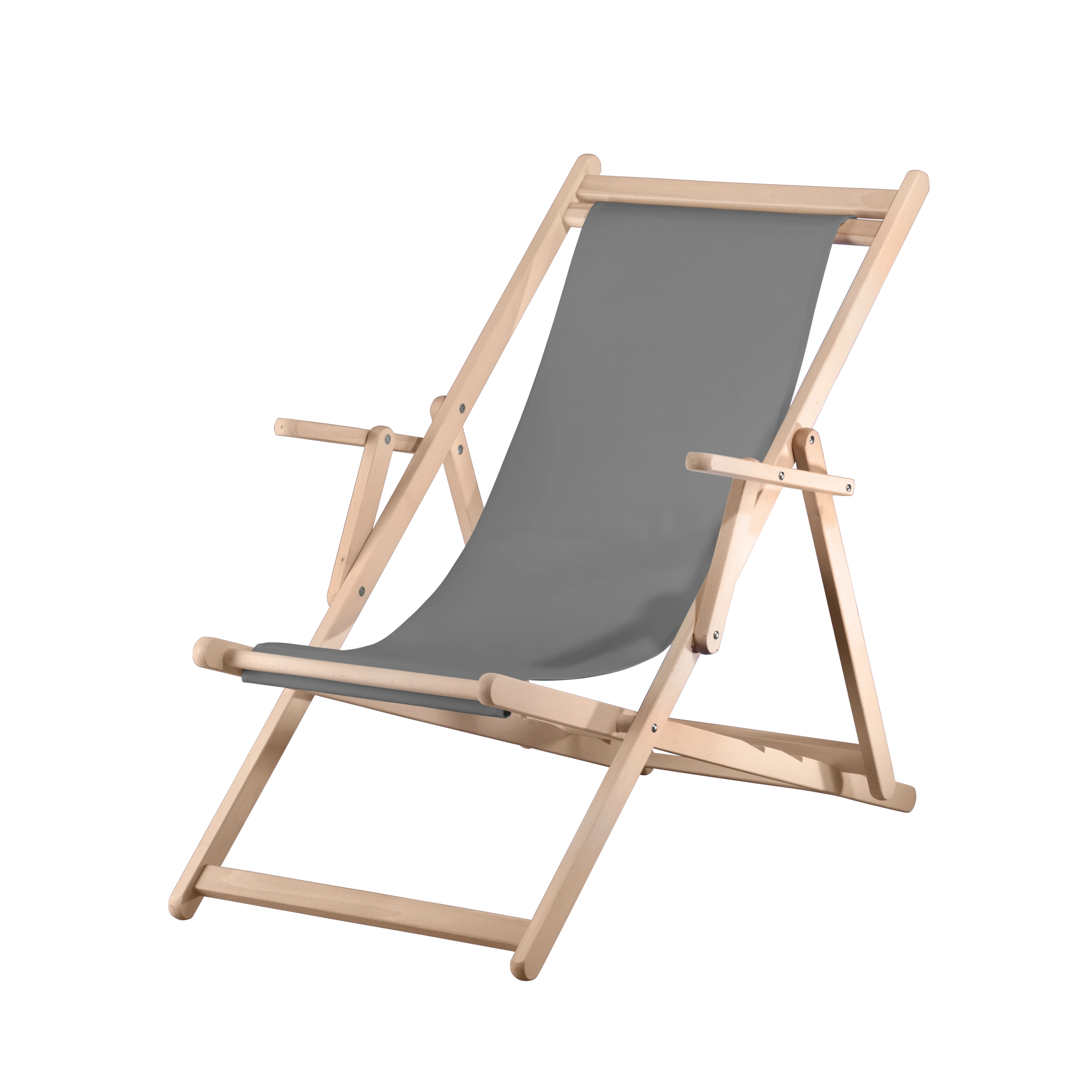 Liegestuhl Charly aus naturbelassenem Buchenholz mit anthrazitem Bezug, Seitenansicht
#Classic | Liegefläche (Farbe)_anthrazit