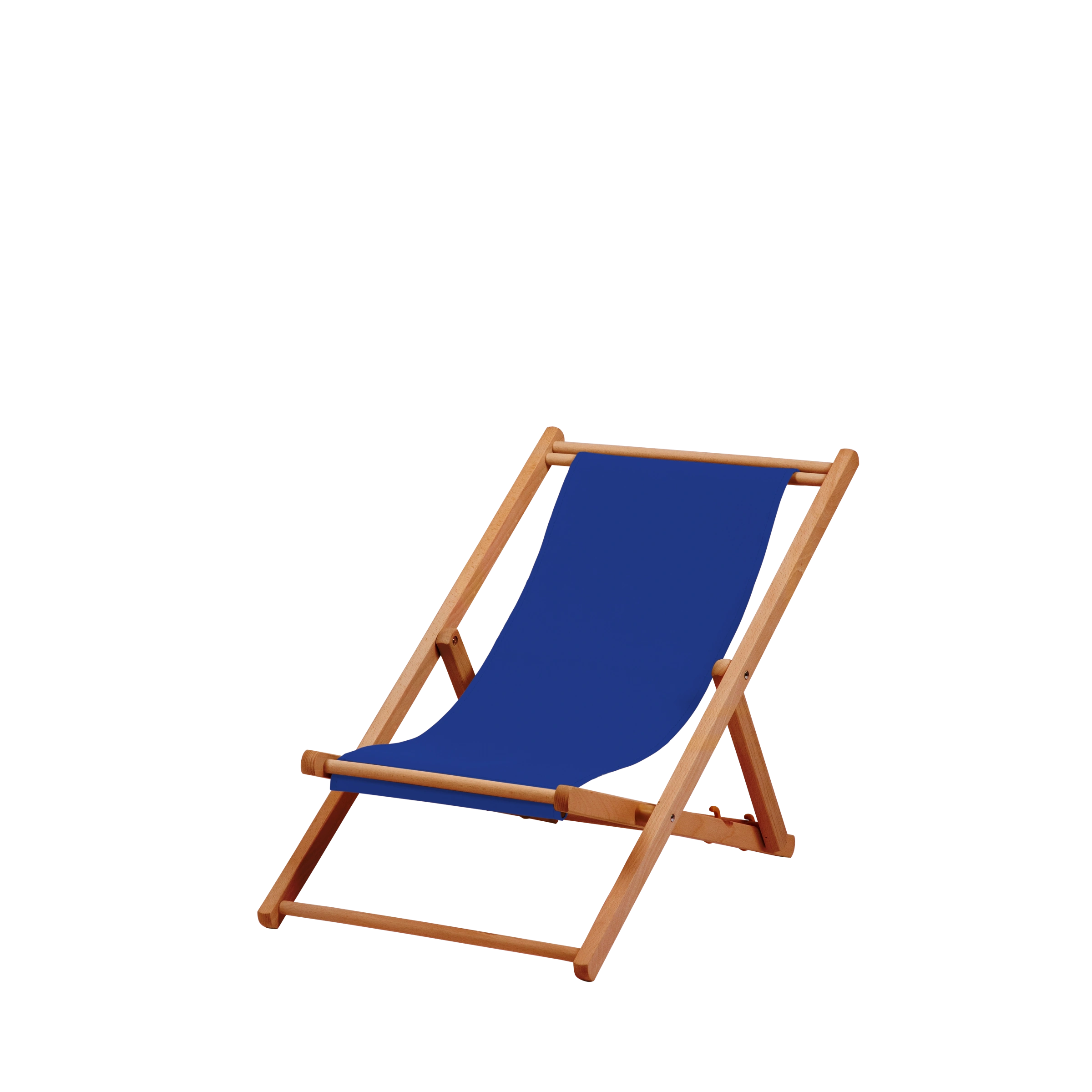 Liegestuhl Greta aus brandy geöltem Buchenholz mit dunkelblauem Bezug, Seitenansicht
#Mini | Liegefläche (Farbe)_dunkelblau