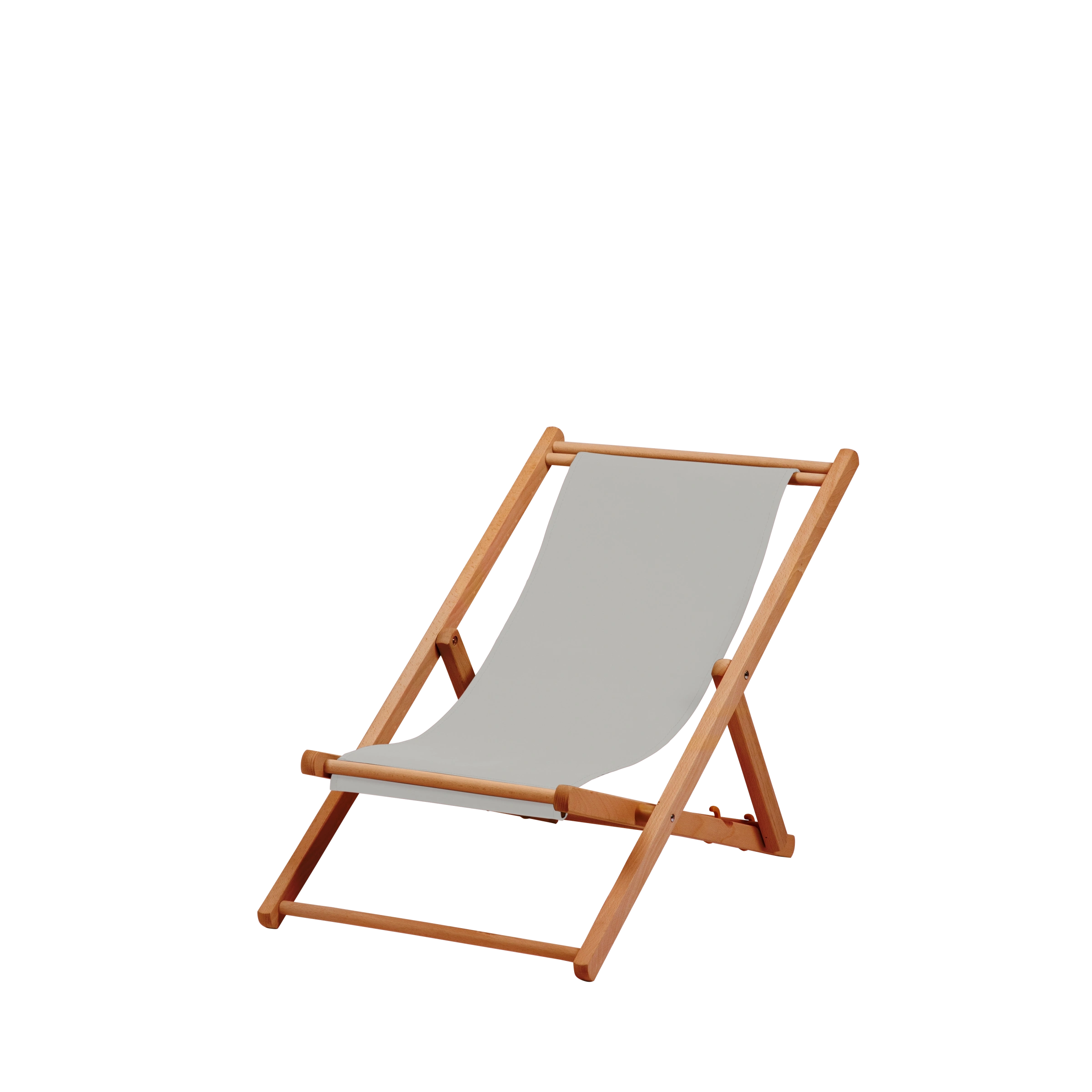 Liegestuhl Greta aus brandy geöltem Buchenholz mit hellgrauem Bezug, Seitenansicht
#Mini | Liegefläche (Farbe)_hellgrau