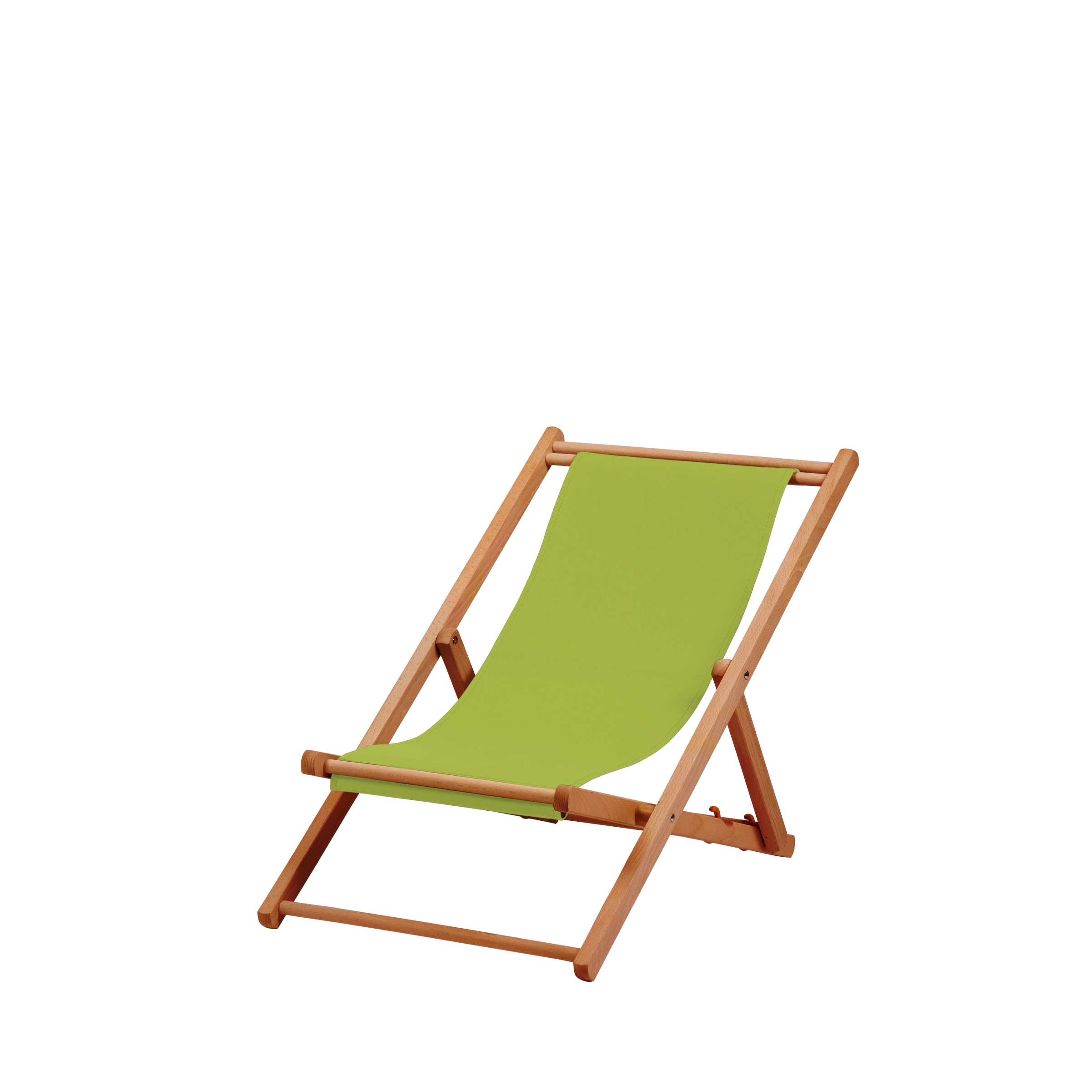 Liegestuhl Greta aus brandy geöltem Buchenholz mit hellgrünem Bezug, Seitenansicht
#Mini | Liegefläche (Farbe)_hellgrün