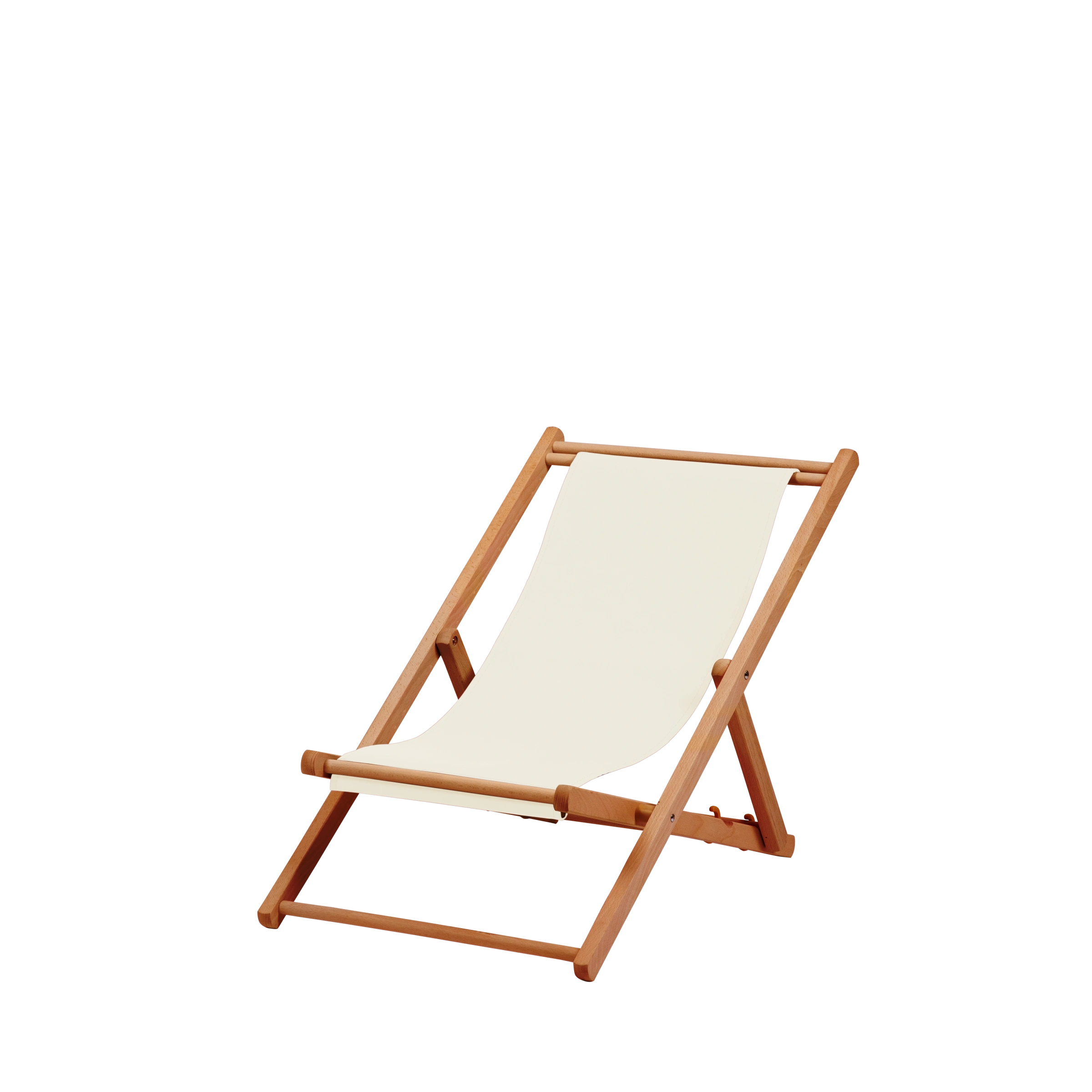 Liegestuhl Greta aus brandy geöltem Buchenholz mit naturfarbenem Bezug, Seitenansicht
#Mini | Liegefläche (Farbe)_natur