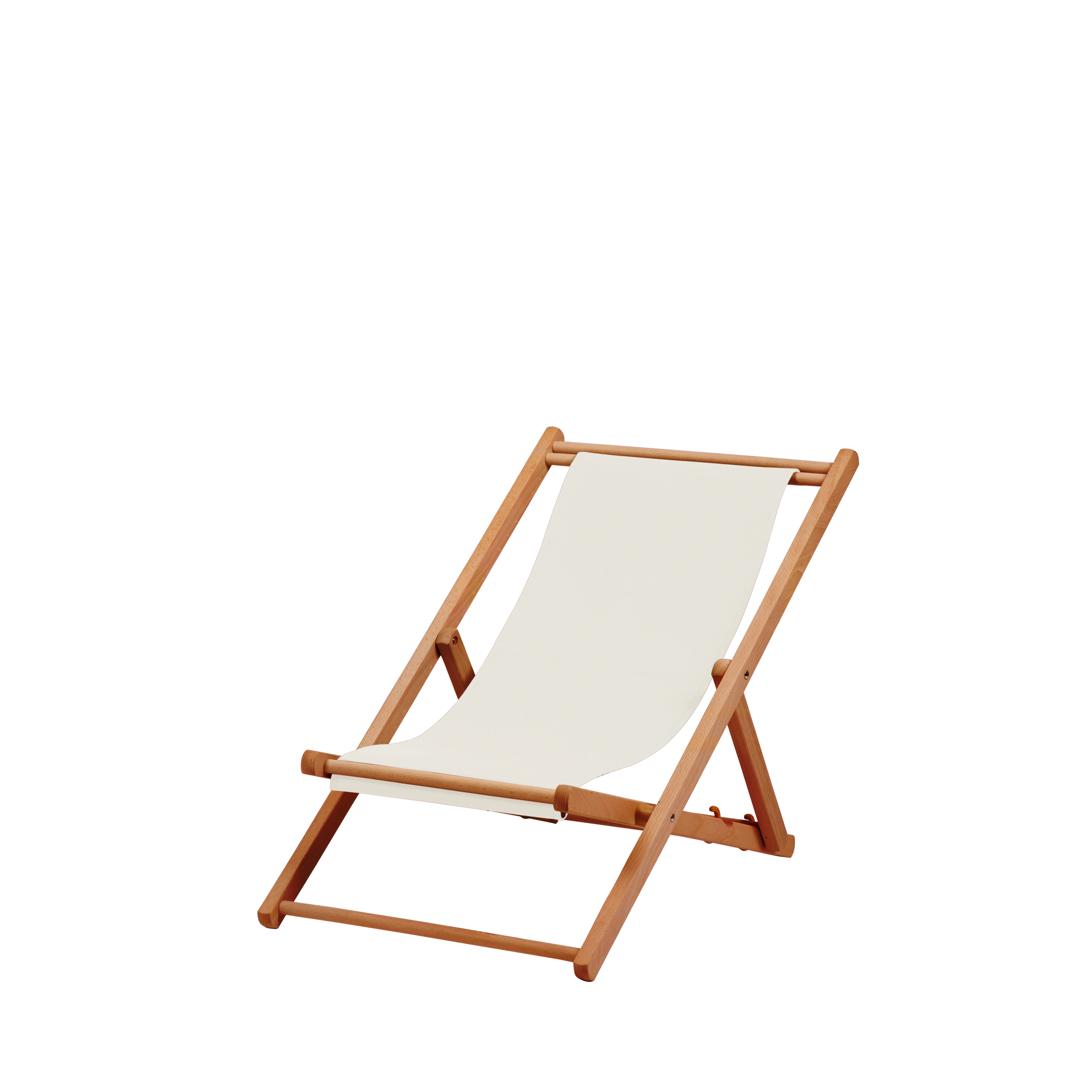 Liegestuhl Greta aus brandy geöltem Buchenholz mit weißem Bezug, Seitenansicht
#Mini | Liegefläche (Farbe)_weiß