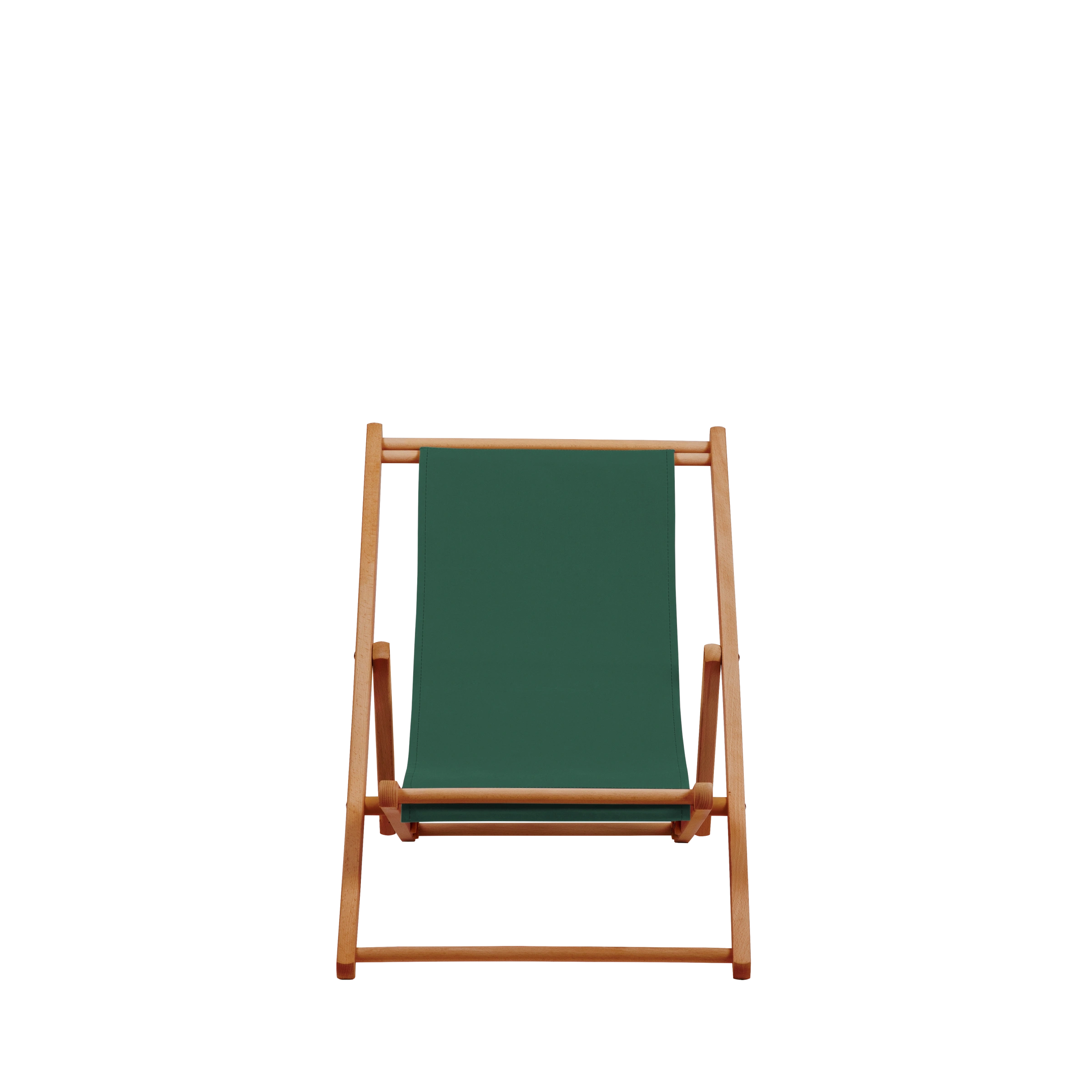 Liegestuhl Greta aus brandy geöltem Buchenholz mit dunkelgrünem Bezug, Frontalansicht
#Mini | Liegefläche (Farbe)_dunkelgrün