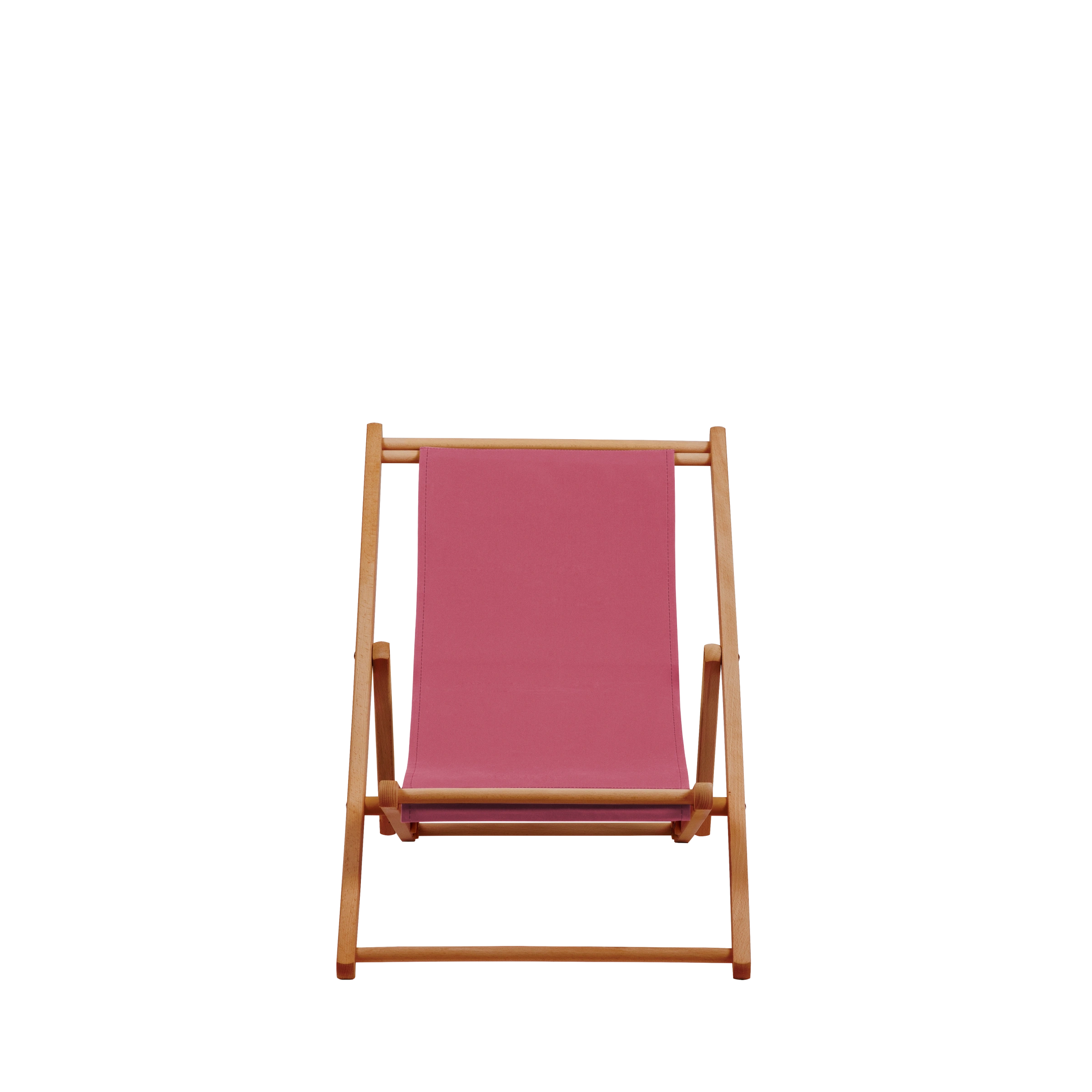 Liegestuhl Greta aus brandy geöltem Buchenholz mit Bezug in fuchsia, Frontalansicht
#Mini | Liegefläche (Farbe)_fuchsia