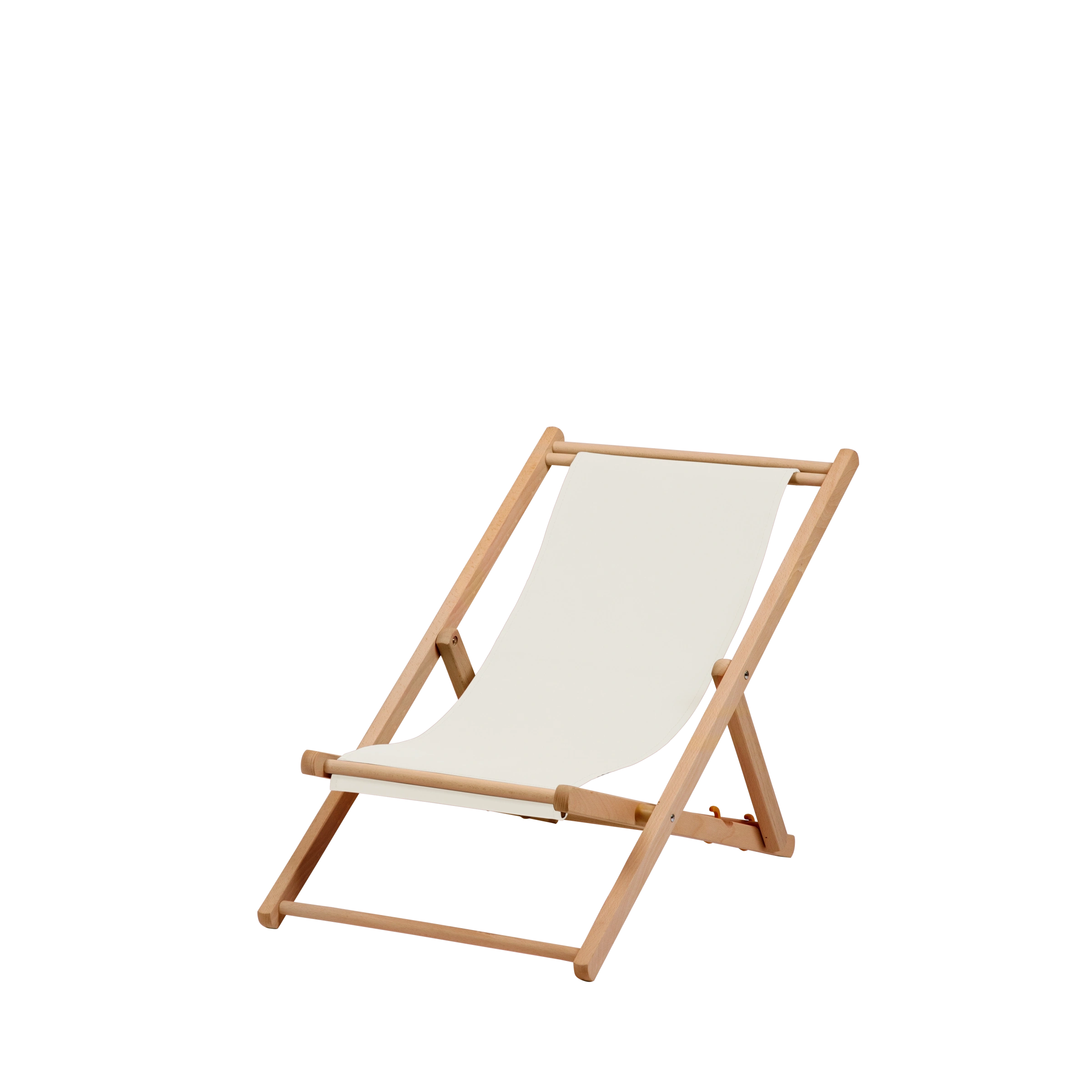 Liegestuhl Greta aus natur geöltem Buchenholz mit weißem Bezug, Seitenansicht
#Mini | Liegefläche (Farbe)_weiß