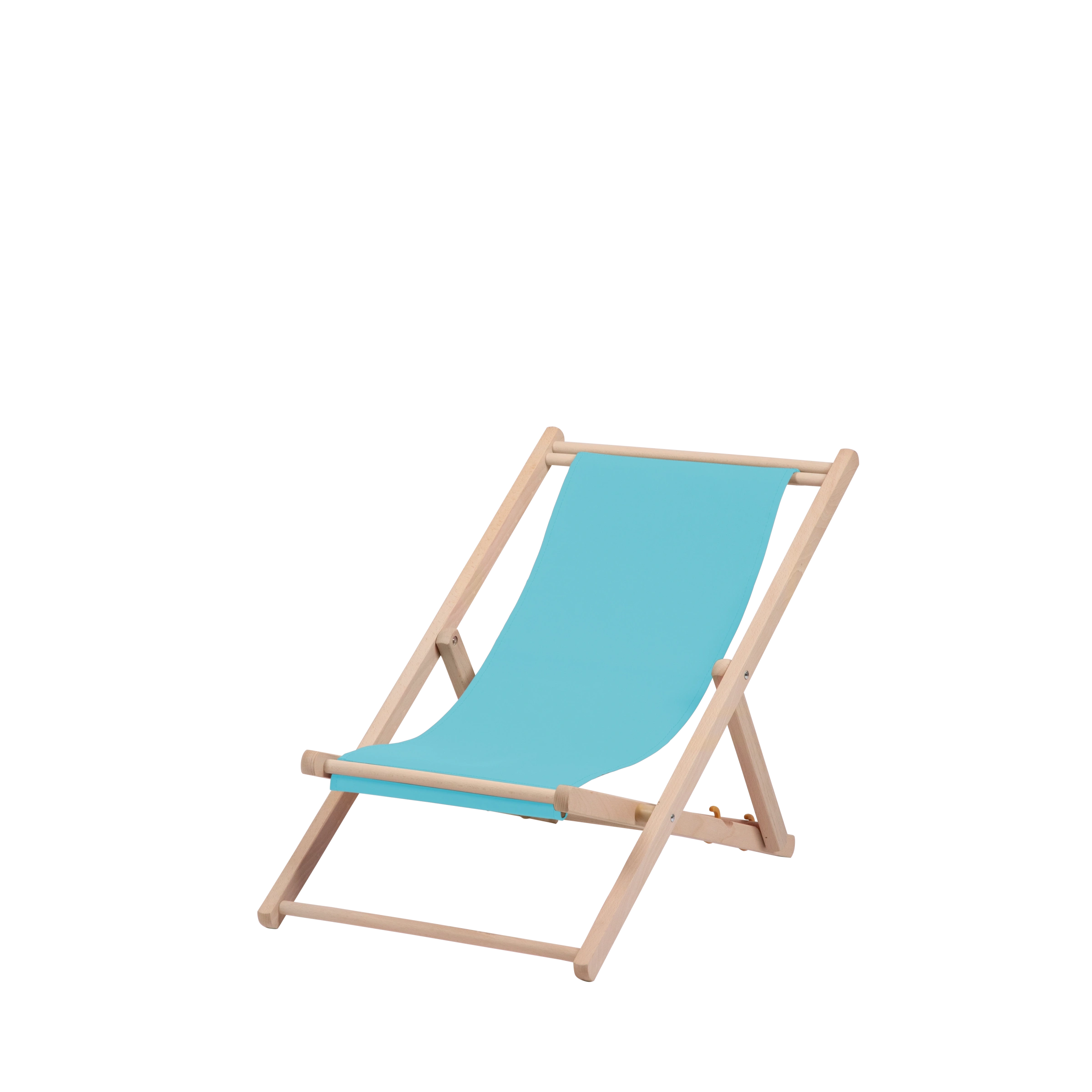 Liegestuhl Greta aus naturbelassenem Buchenholz mit hellblauem Bezug, Seitenansicht
#Mini | Liegefläche (Farbe)_hellblau