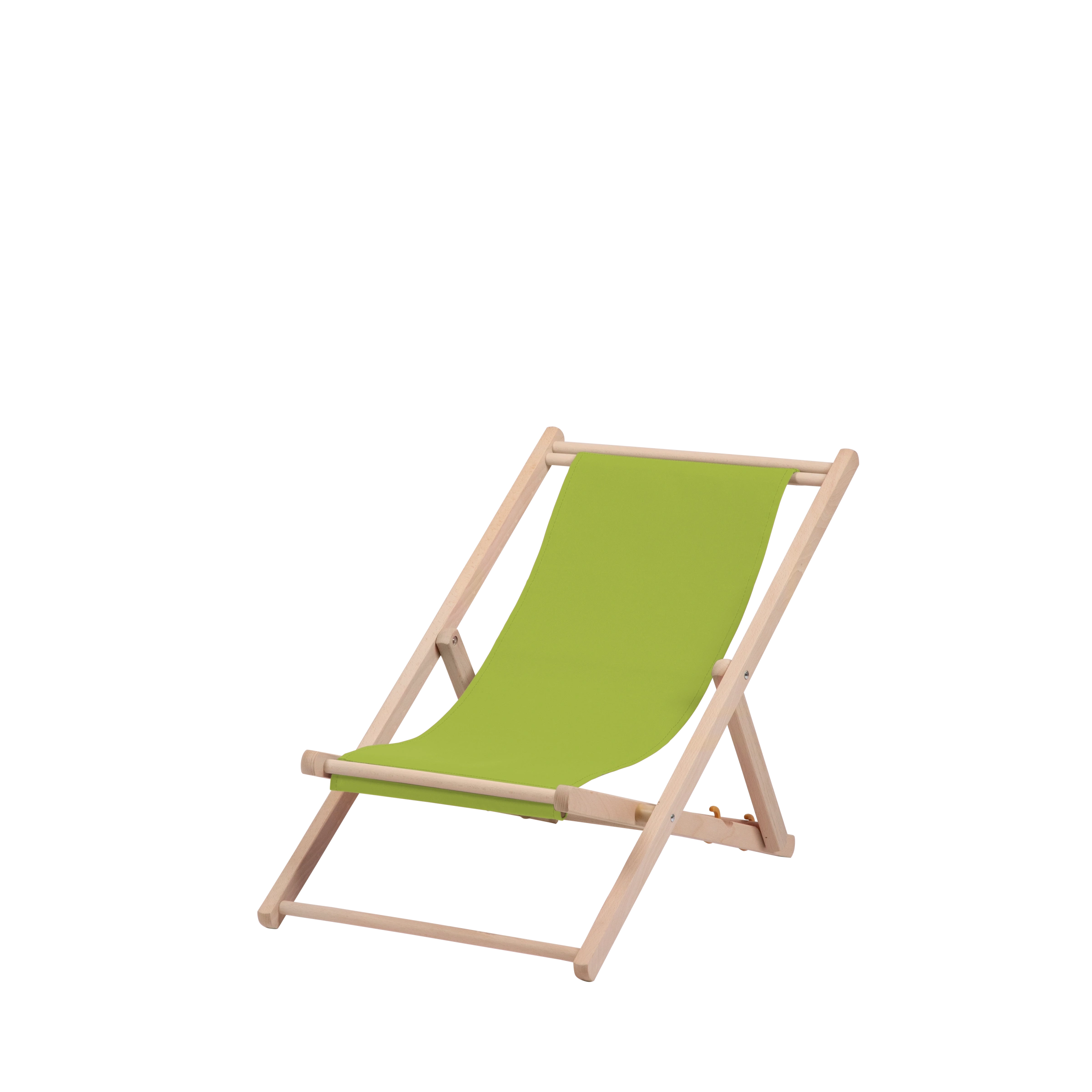 Liegestuhl Greta aus naturbelassenem Buchenholz mit hellgrünem Bezug, Seitenansicht
#Mini | Liegefläche (Farbe)_hellgrün