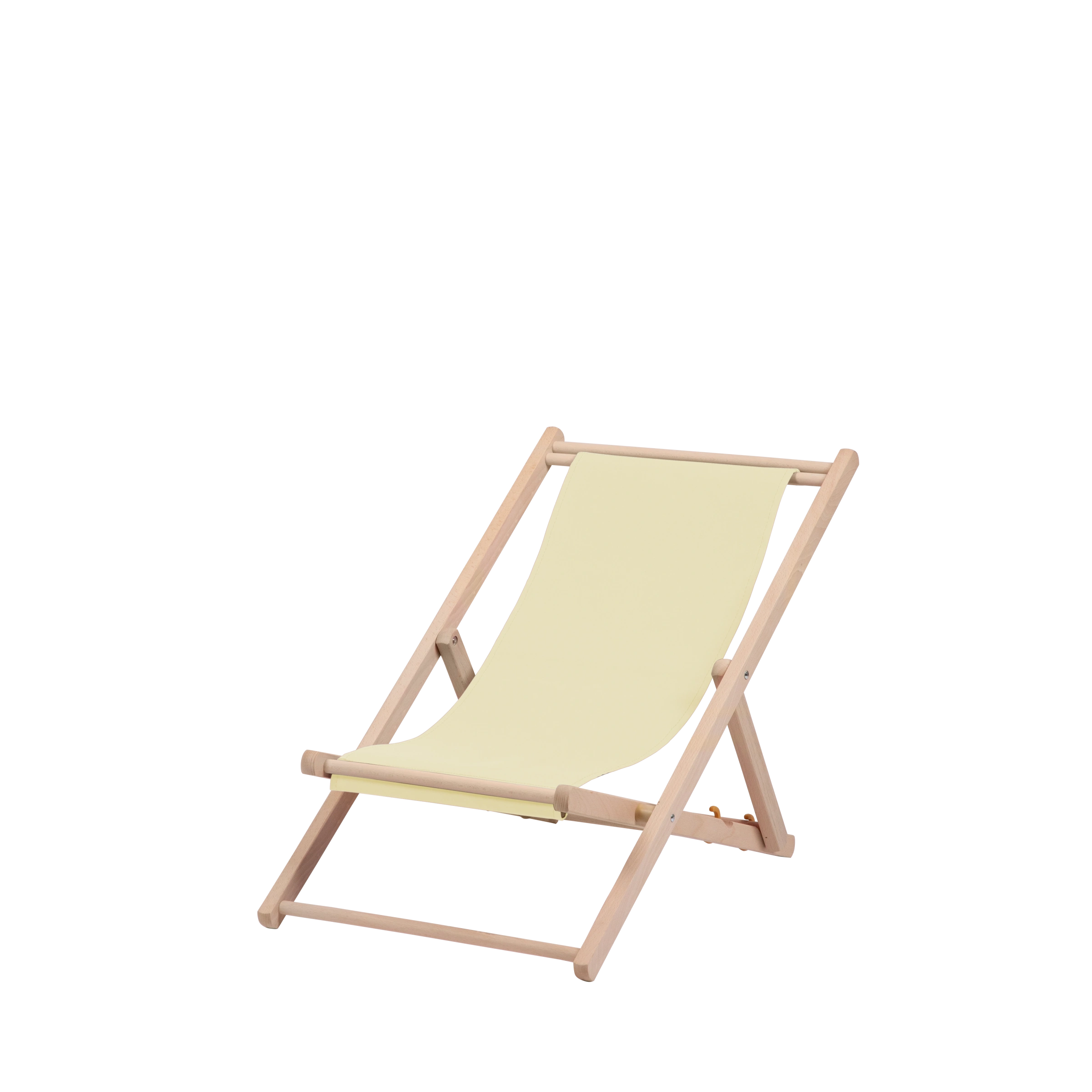 Liegestuhl Greta aus naturbelassenem Buchenholz mit Bezug in vanille, Seitenansicht
#Mini | Liegefläche (Farbe)_vanille