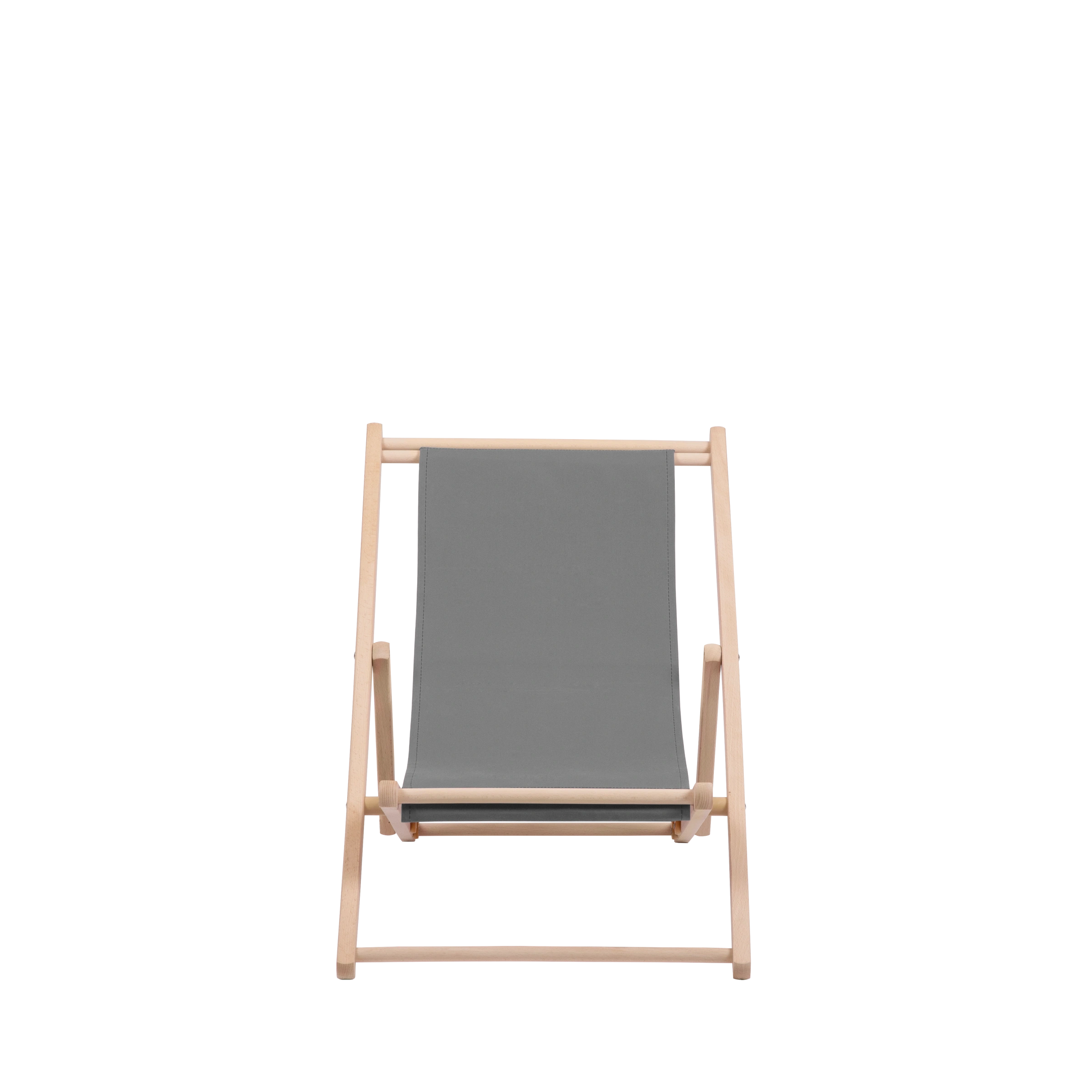 Liegestuhl Greta aus naturbelassenem Buchenholz mit anthrazitem Bezug, Frontalansicht
#Mini | Liegefläche (Farbe)_anthrazit