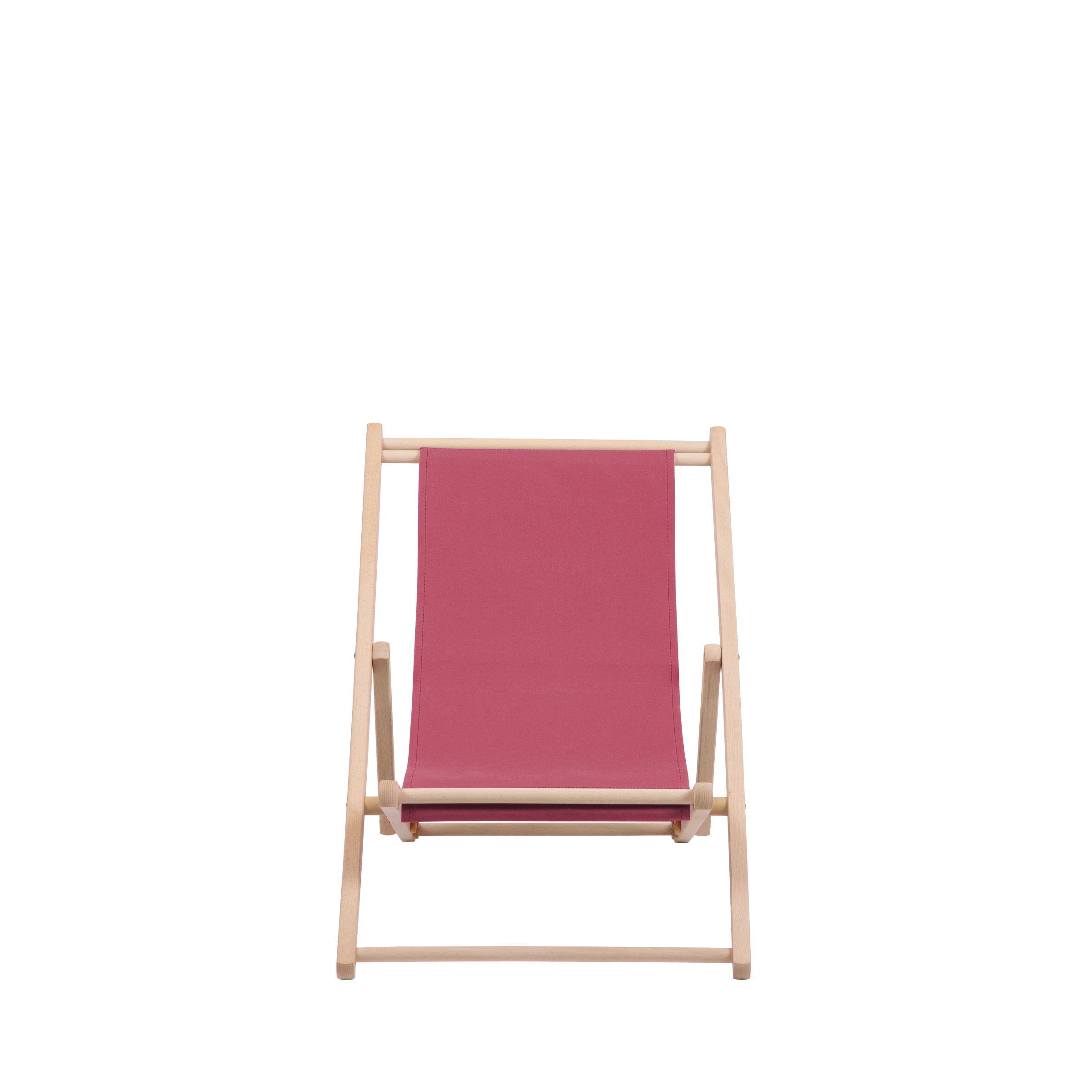 Liegestuhl Greta aus naturbelassenem Buchenholz mit Bezug in fuchsia, Frontalansicht
#Mini | Liegefläche (Farbe)_fuchsia