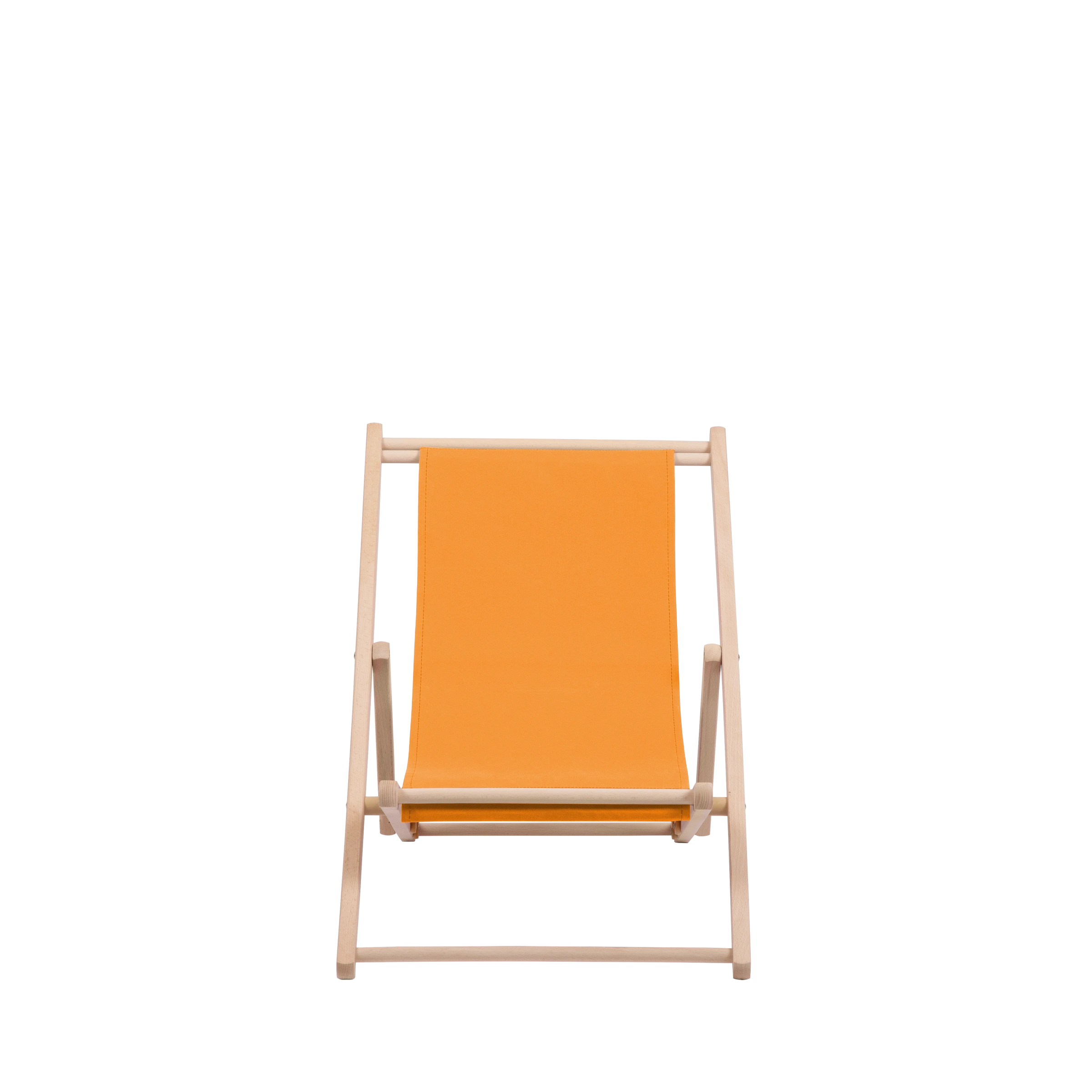 Liegestuhl Greta aus naturbelassenem Buchenholz mit Bezug in mandarine, Frontalansicht
#Mini | Liegefläche (Farbe)_mandarine