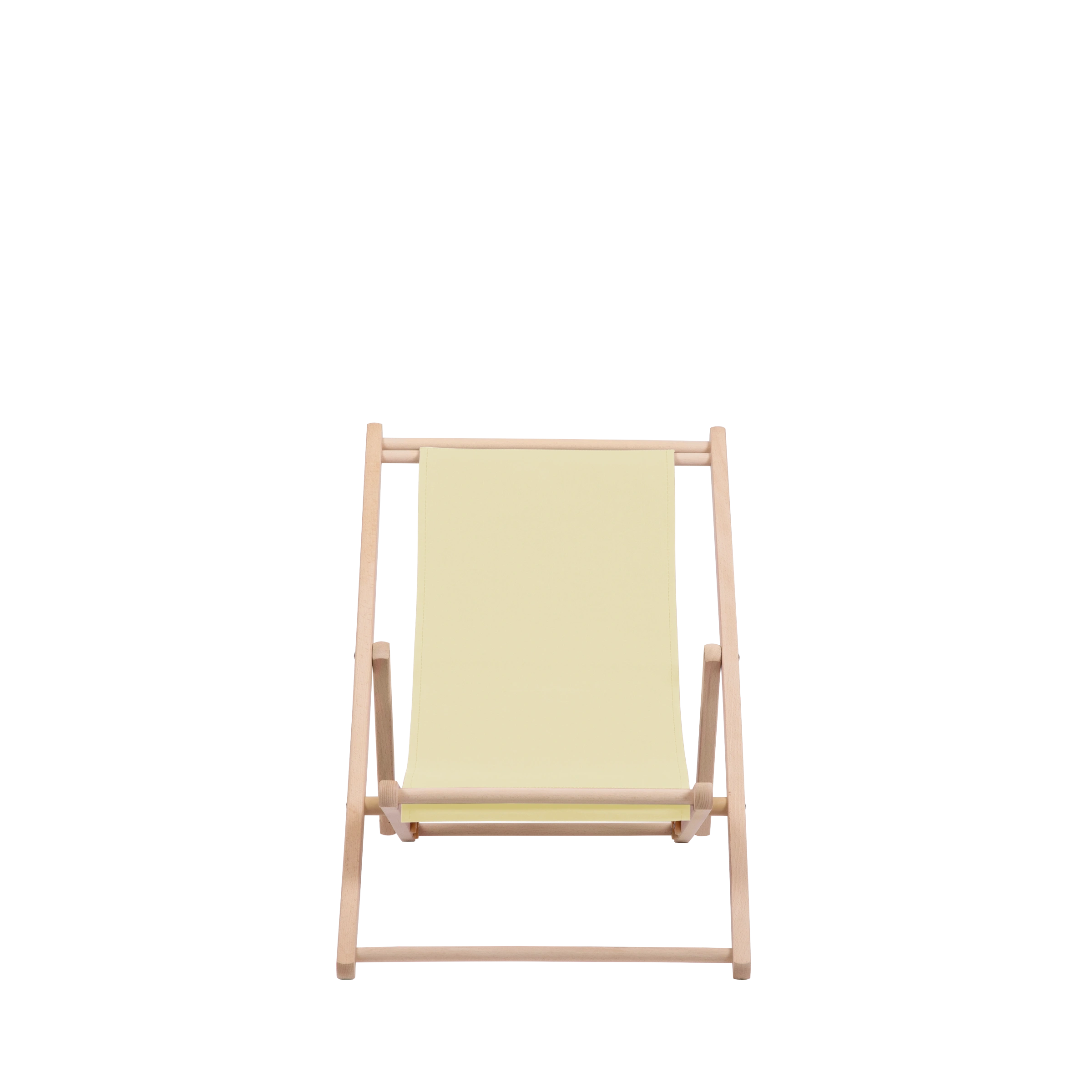 Liegestuhl Greta aus naturbelassenem Buchenholz mit Bezug in vanille, Frontalansicht
#Mini | Liegefläche (Farbe)_vanille