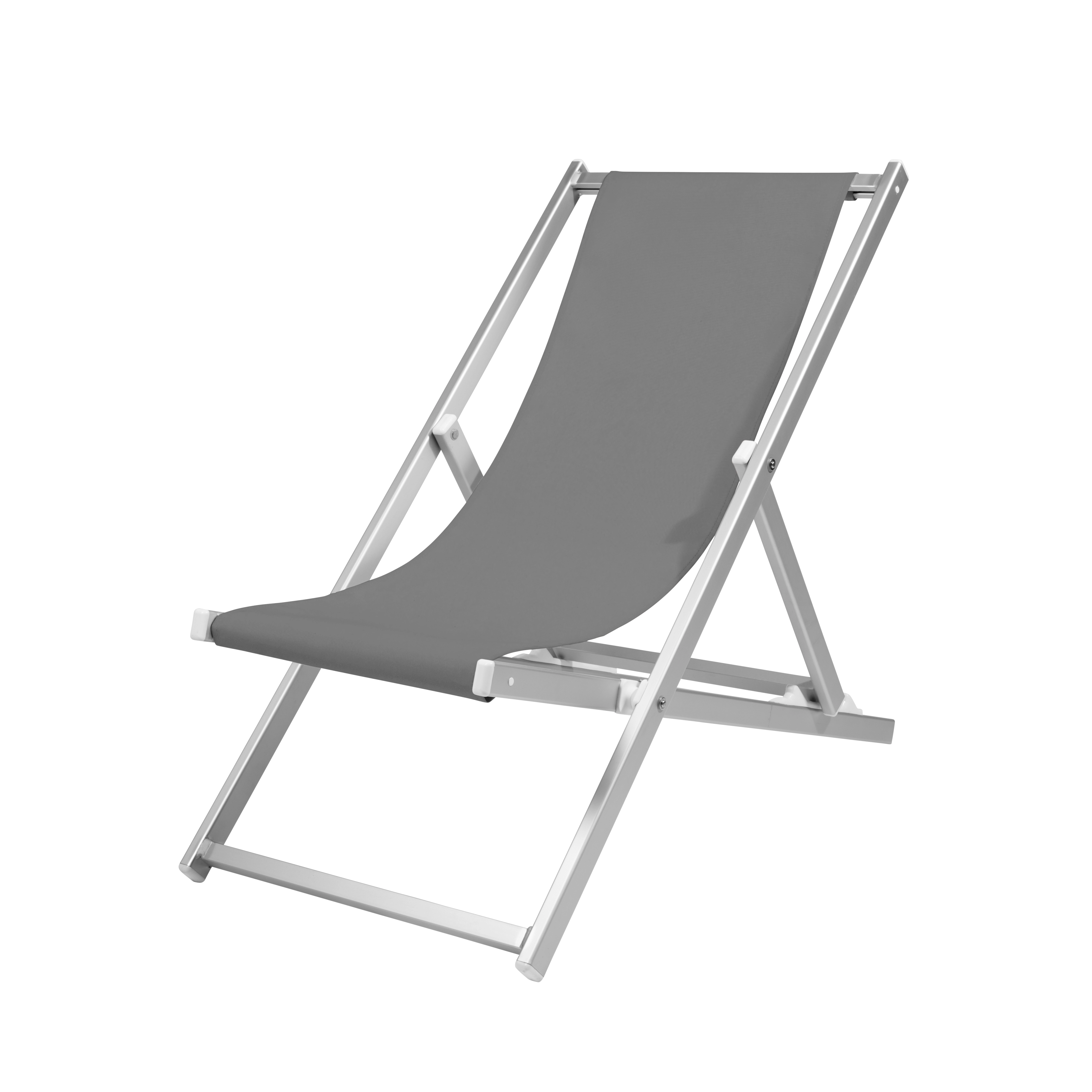 Liegestuhl Quentin aus silbernem Aluminium mit Bezug in anthrazit, Seitenansicht
#Alu | Liegefläche (Farbe)_anthrazit
