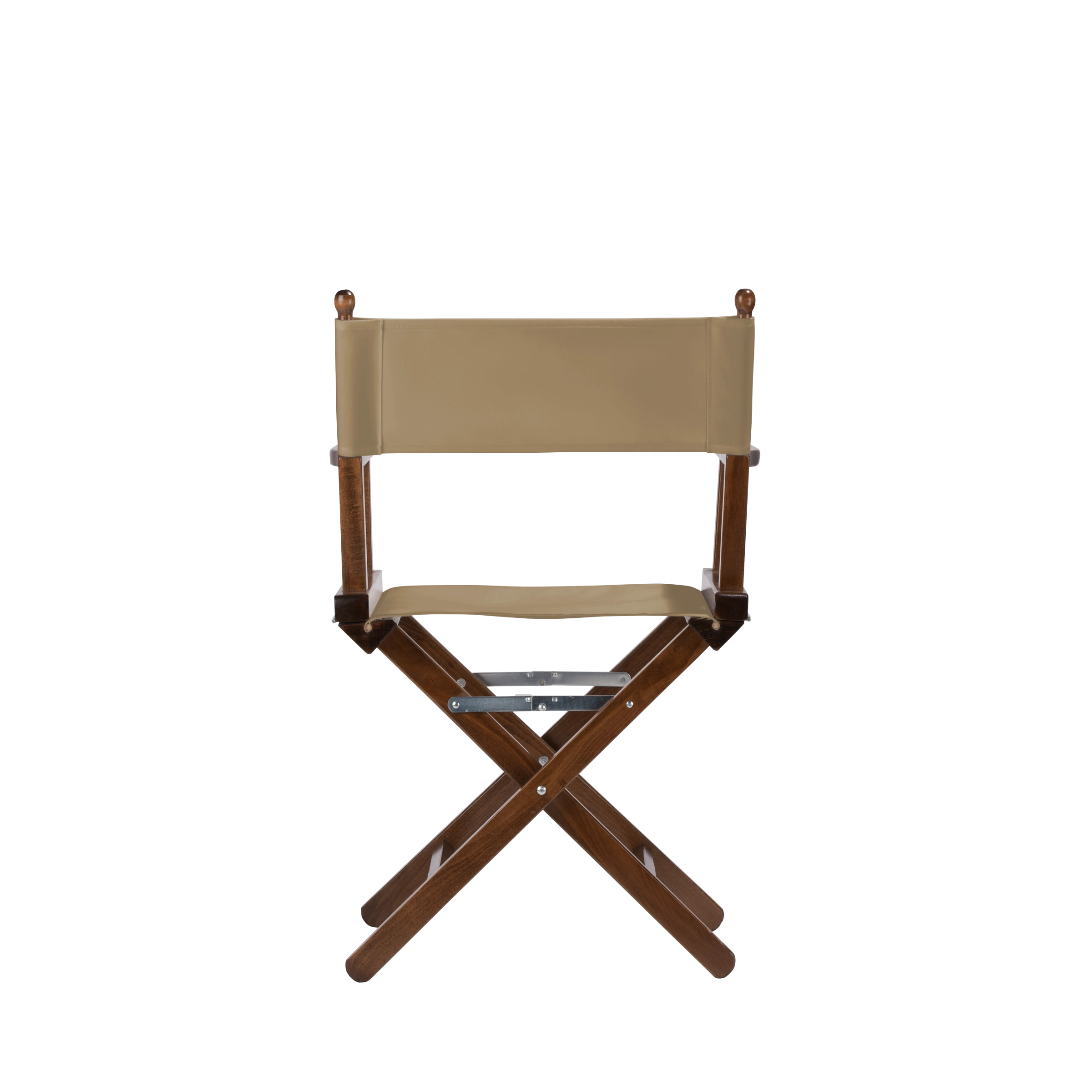 Regiestuhl Alfred aus braunem Buchenholz mit Bezug in grau-beige, Rückansicht
#Classic | Set (Farbe)_grau-beige