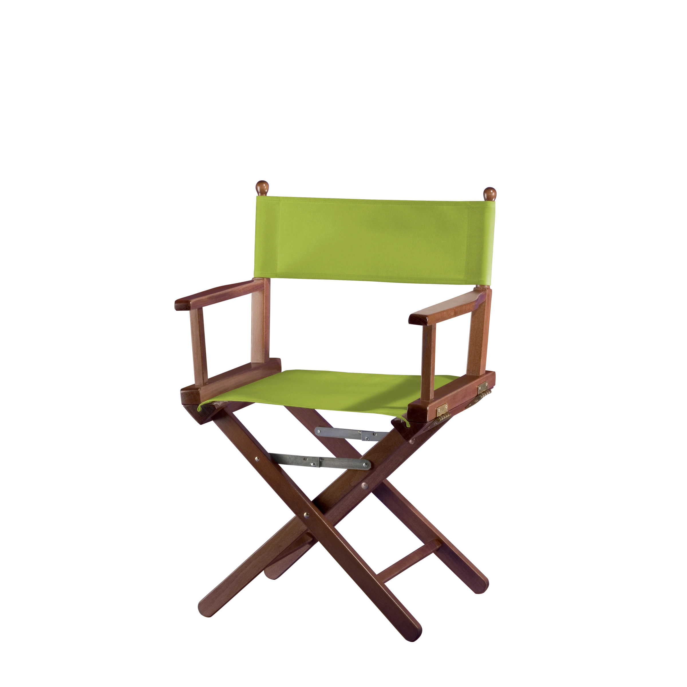 Regiestuhl Alfred aus braunem Buchenholz mit hellgrünem Bezug, Seitenansicht
#Classic | Set (Farbe)_hellgrün