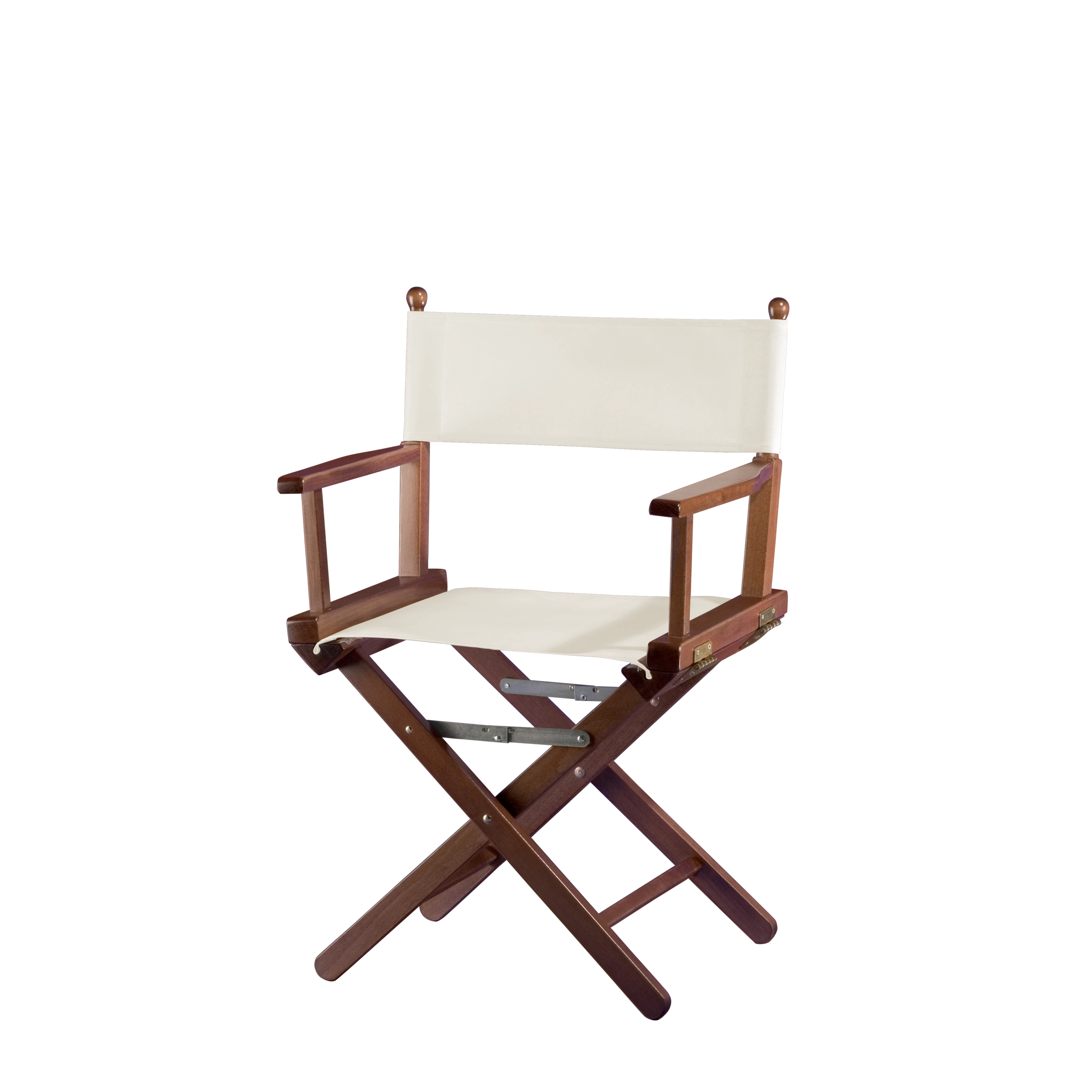 Regiestuhl Alfred aus braunem Buchenholz mit weißem Bezug, Seitenansicht
#Classic | Set (Farbe)_weiß