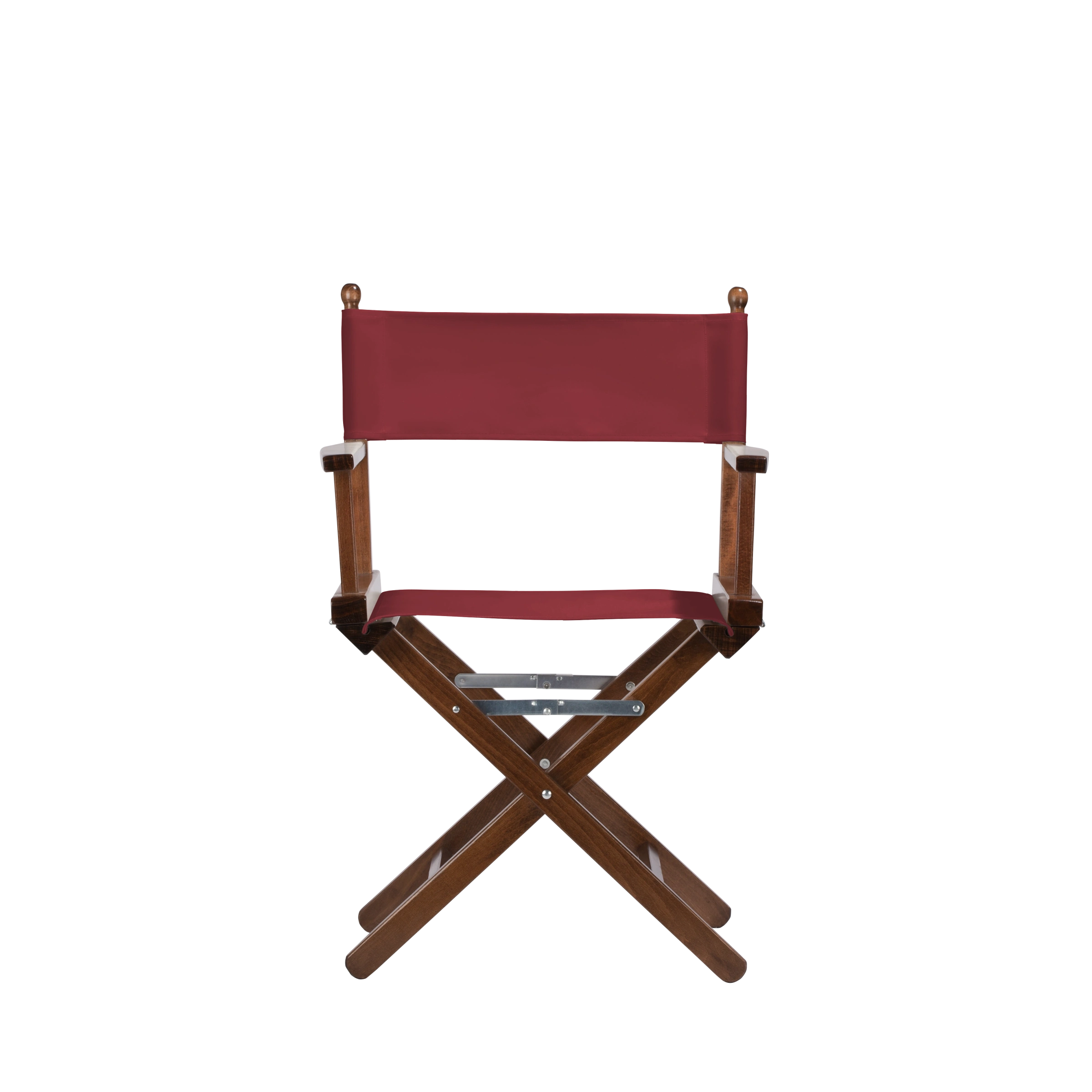Regiestuhl Alfred aus braunem Buchenholz mit Bezug in bordeaux, Frontalansicht
#Classic | Set (Farbe)_bordeaux