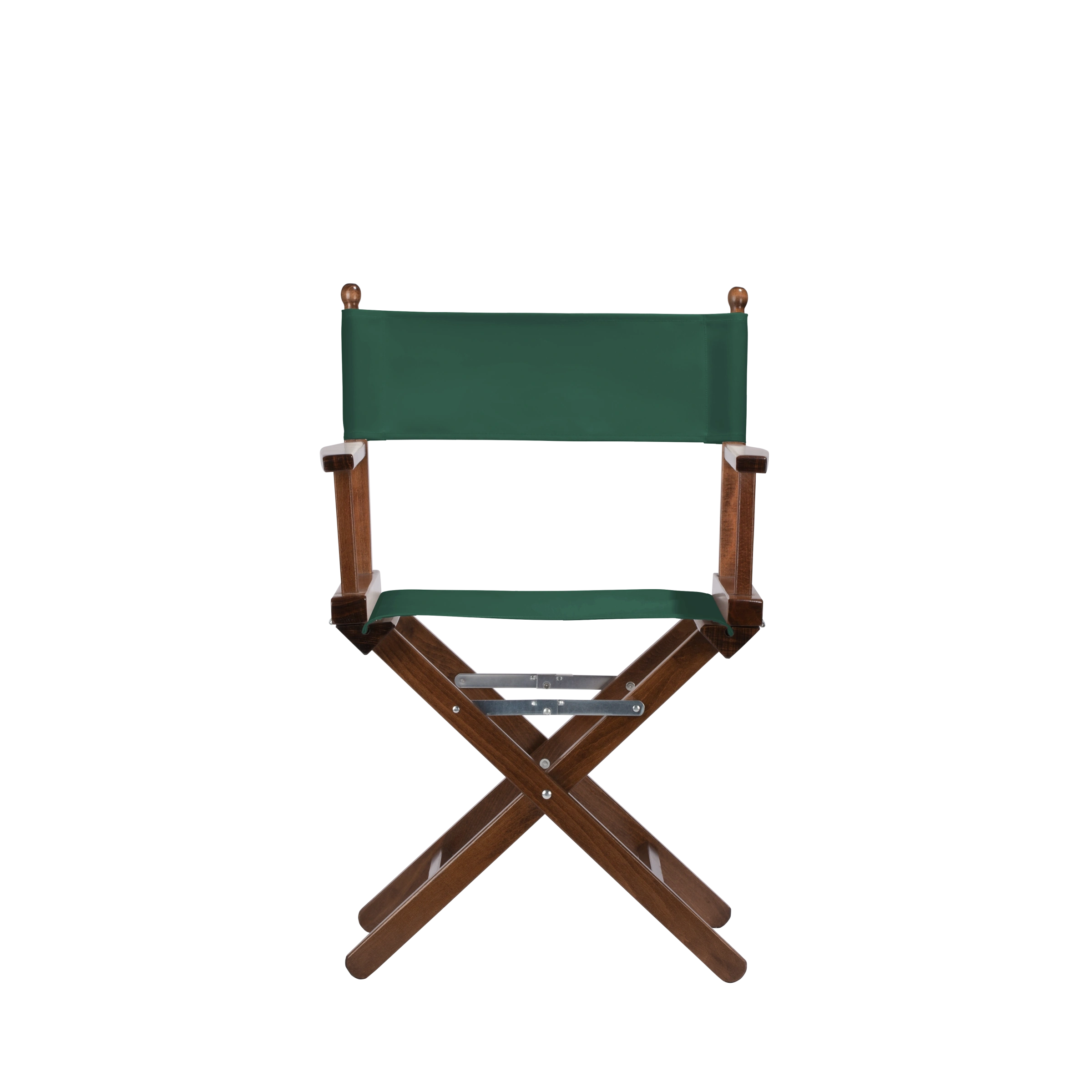 Regiestuhl Alfred aus braunem Buchenholz mit dunkelgrünem Bezug, Frontalansicht
#Classic | Set (Farbe)_dunkelgrün