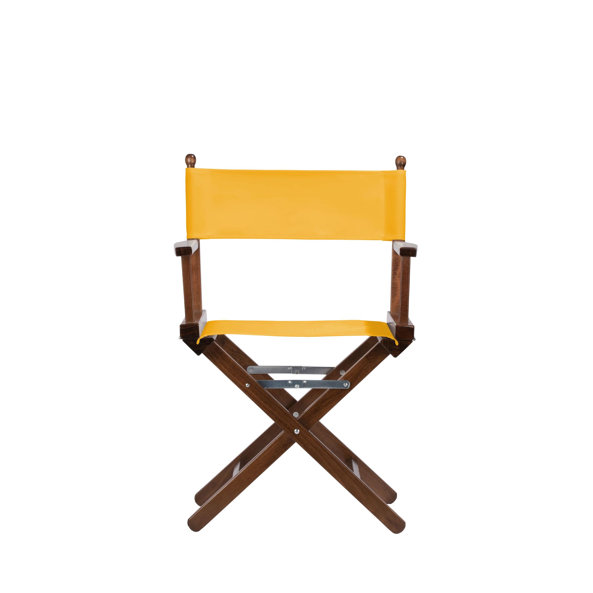 Regiestuhl Alfred aus braunem Buchenholz mit gelbem Bezug, Frontalansicht
#Classic | Set (Farbe)_gelb